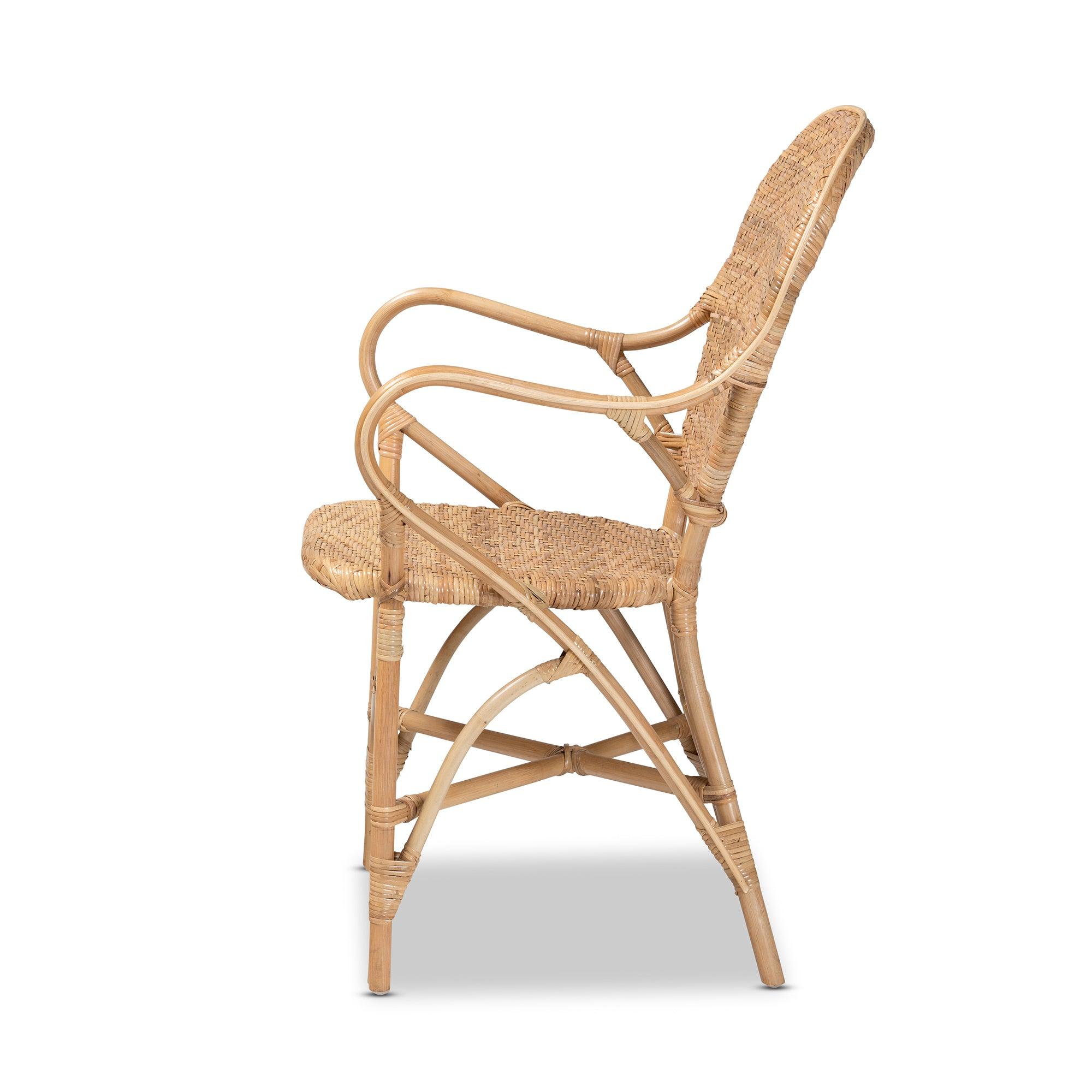 bali & pari Genna Modern Bohemian Finished Rattan Dining Chair