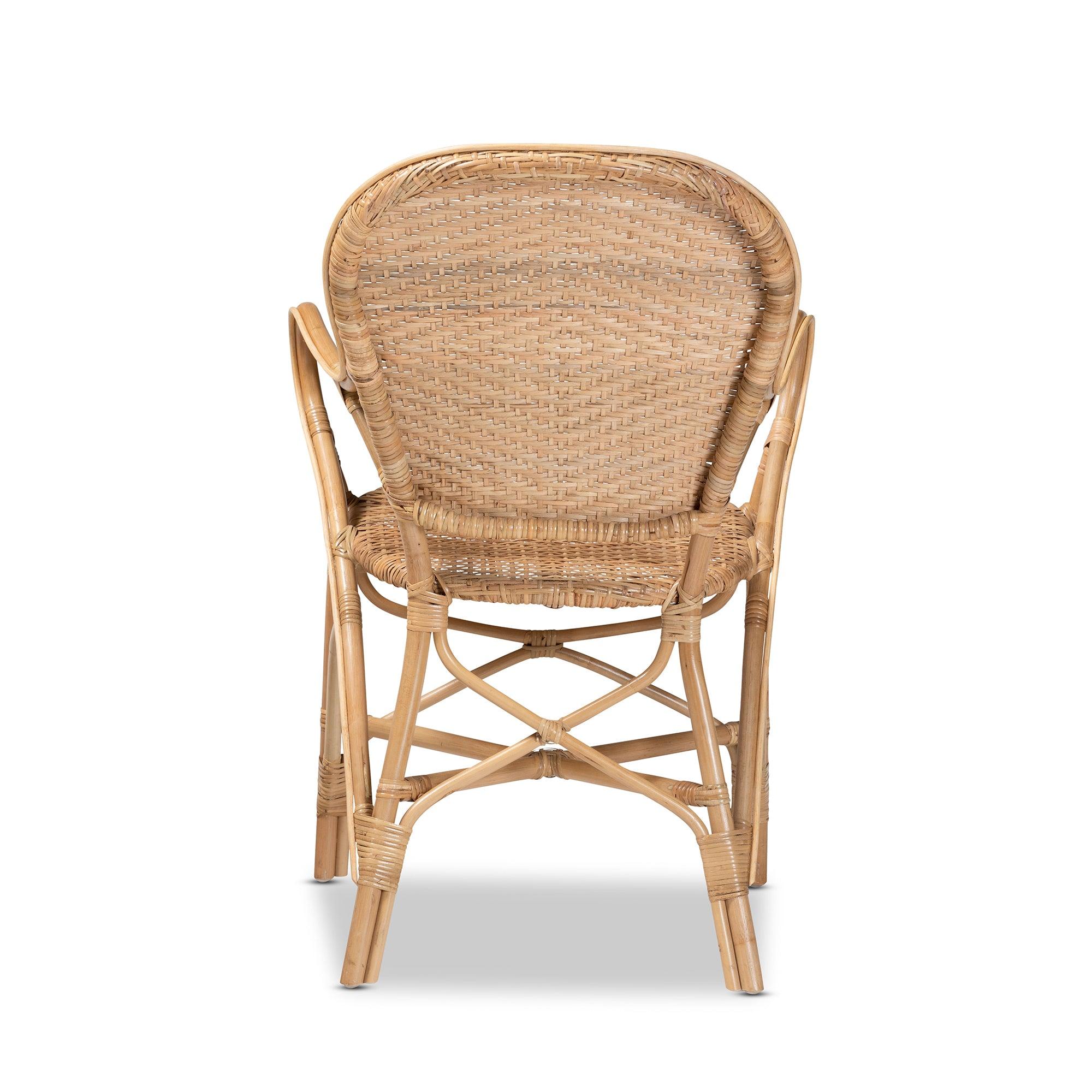 bali & pari Genna Modern Bohemian Finished Rattan Dining Chair