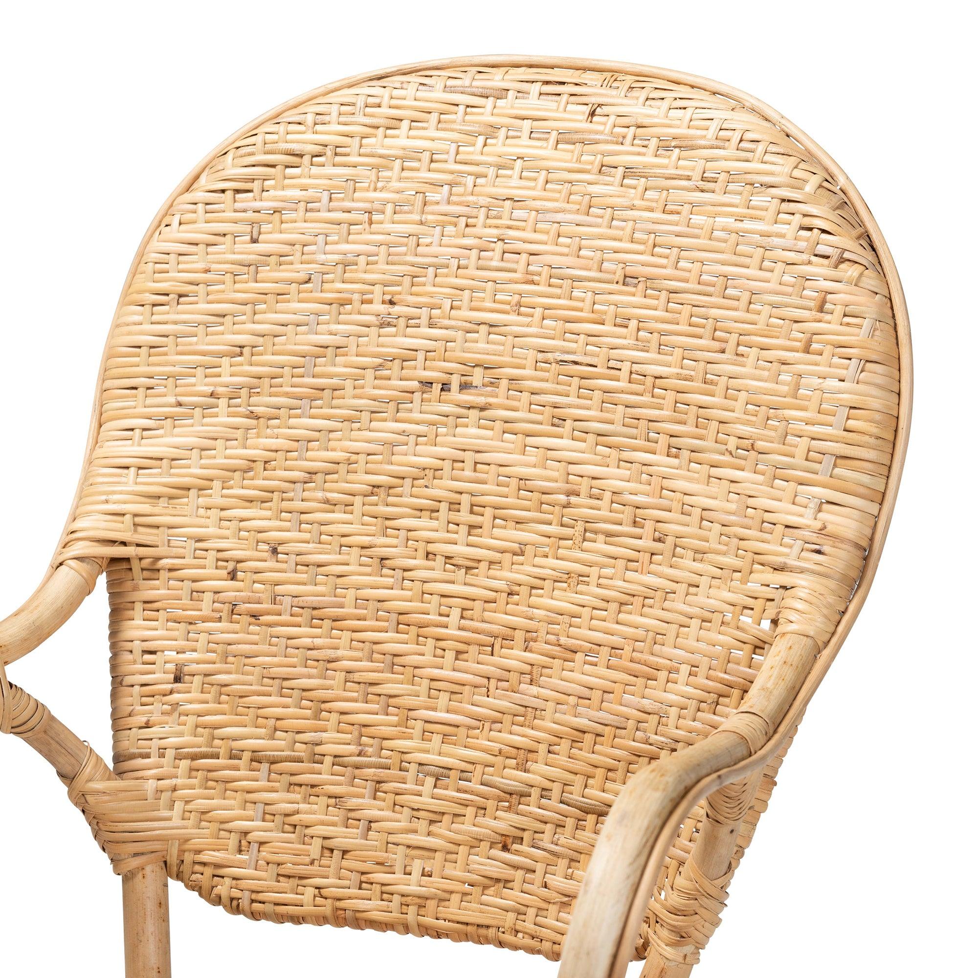 bali & pari Genna Modern Bohemian Finished Rattan Dining Chair