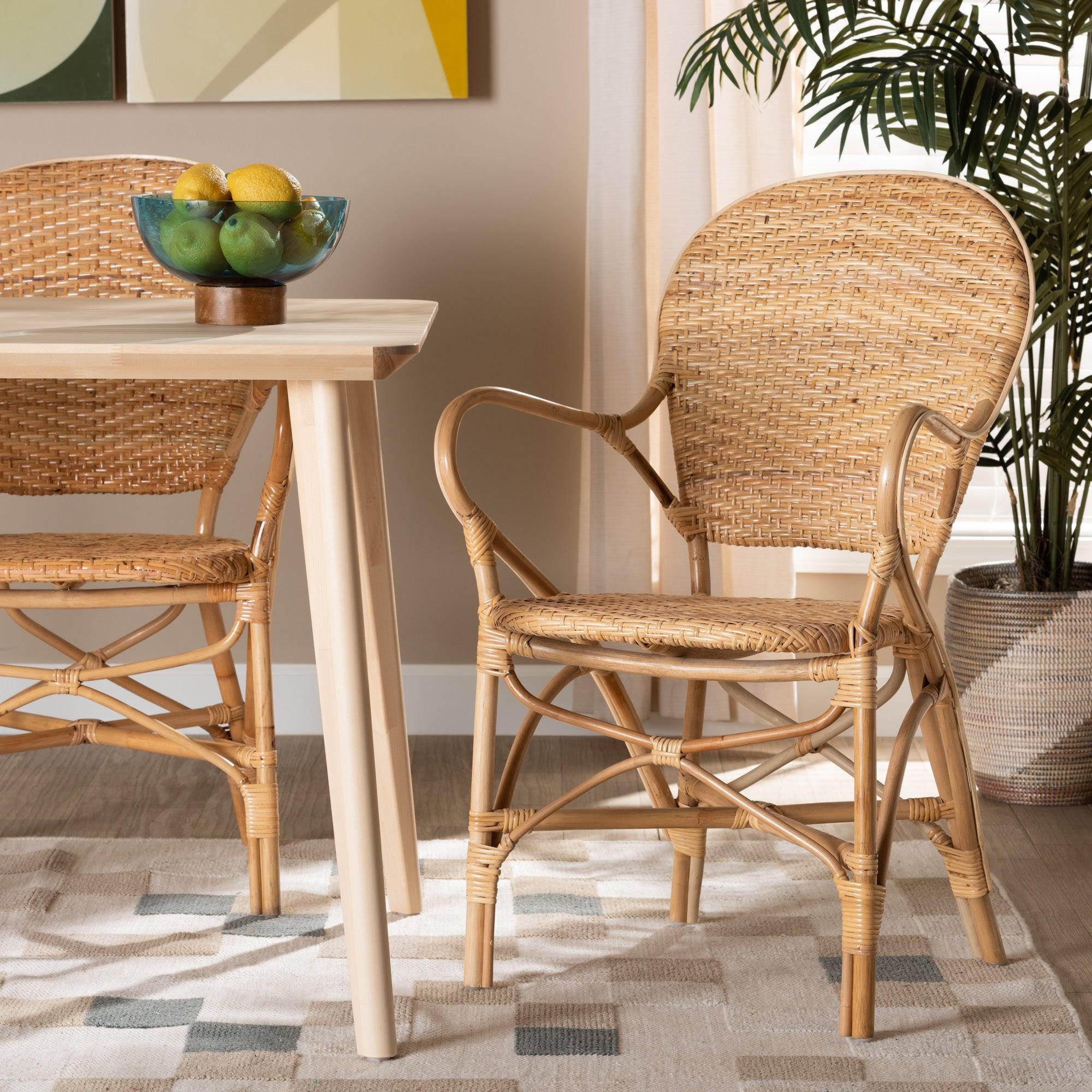 bali & pari Genna Modern Bohemian Finished Rattan Dining Chair