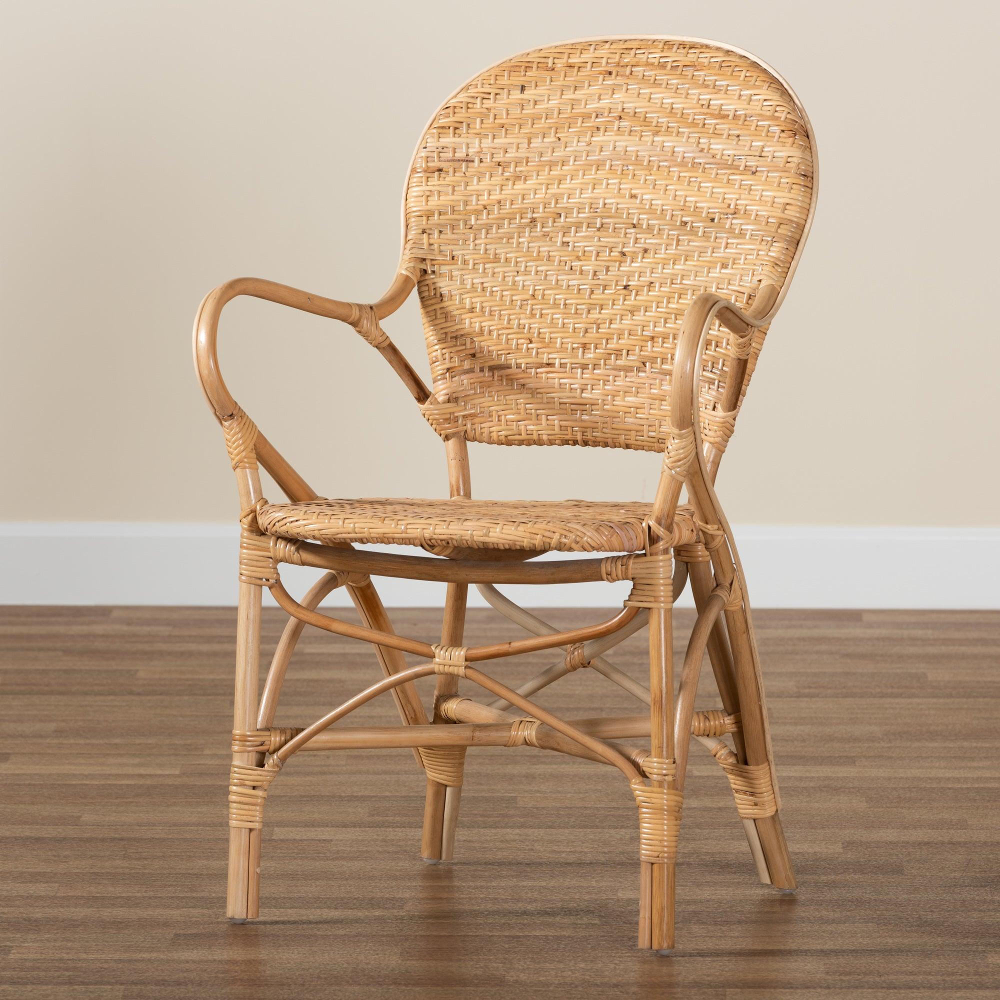 bali & pari Genna Modern Bohemian Finished Rattan Dining Chair