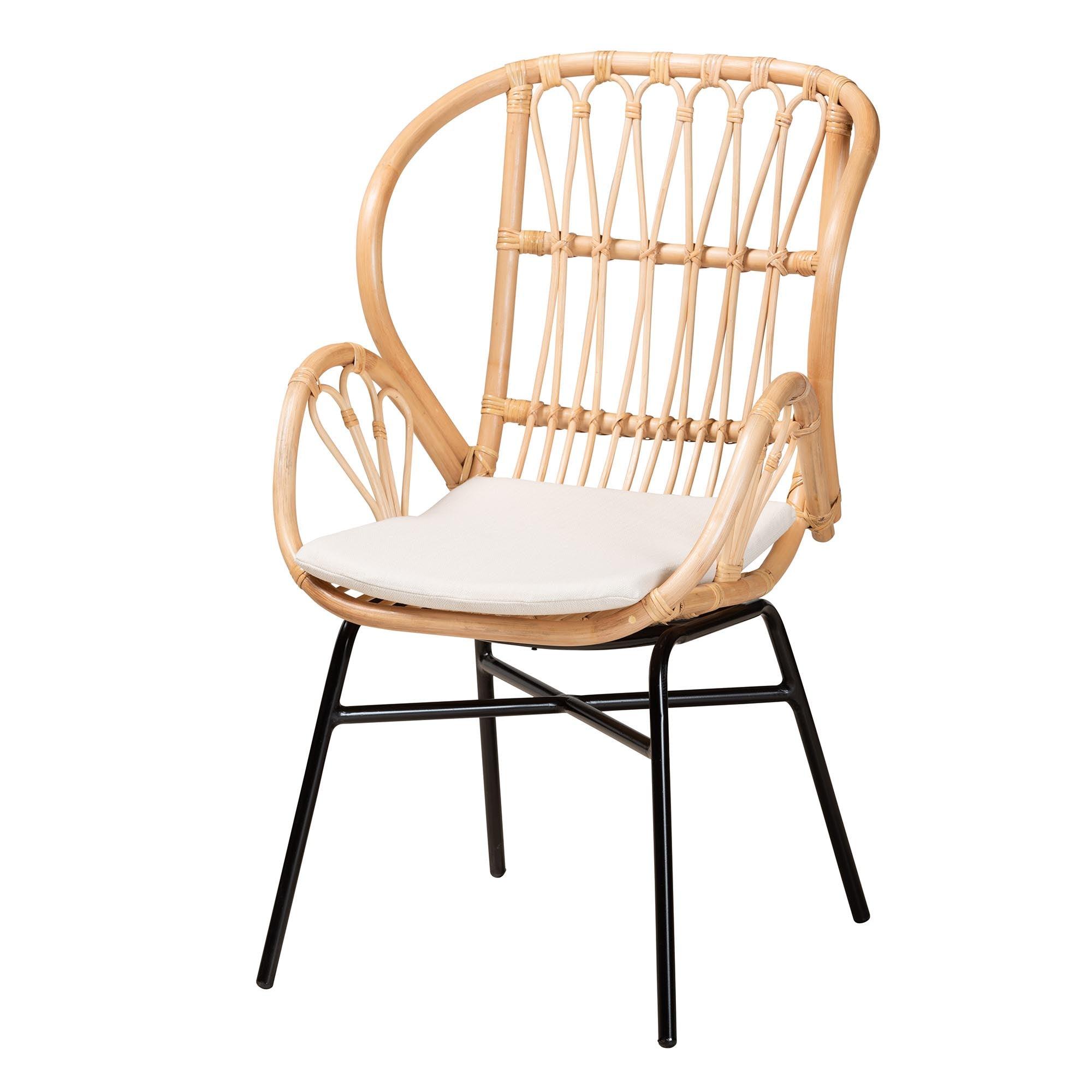 bali & pari Caelia Modern Bohemian Rattan and Metal Chair