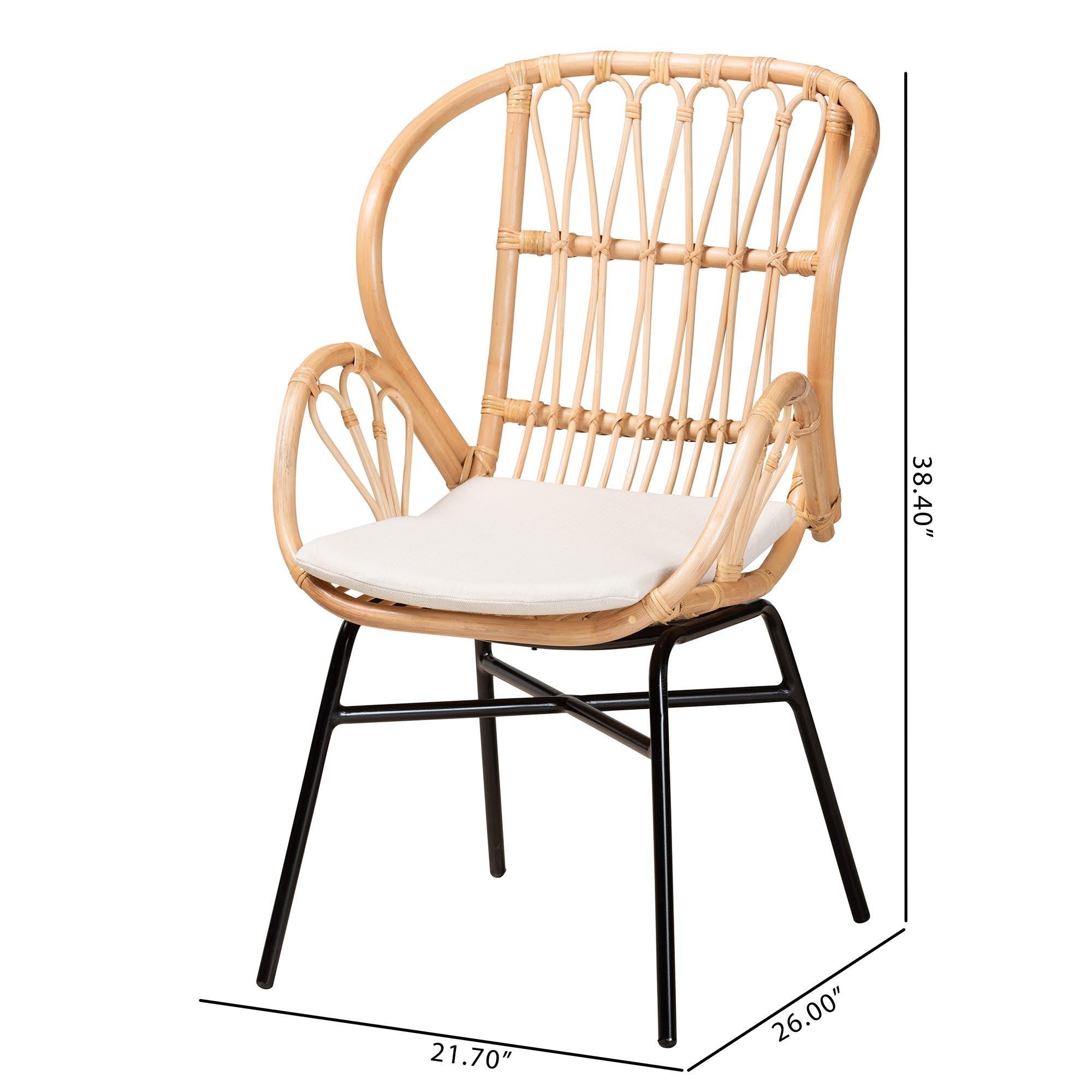 bali & pari Caelia Modern Bohemian Rattan and Metal Chair