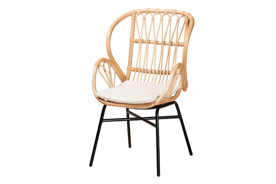 bali & pari Caelia Modern Bohemian Rattan and Metal Chair