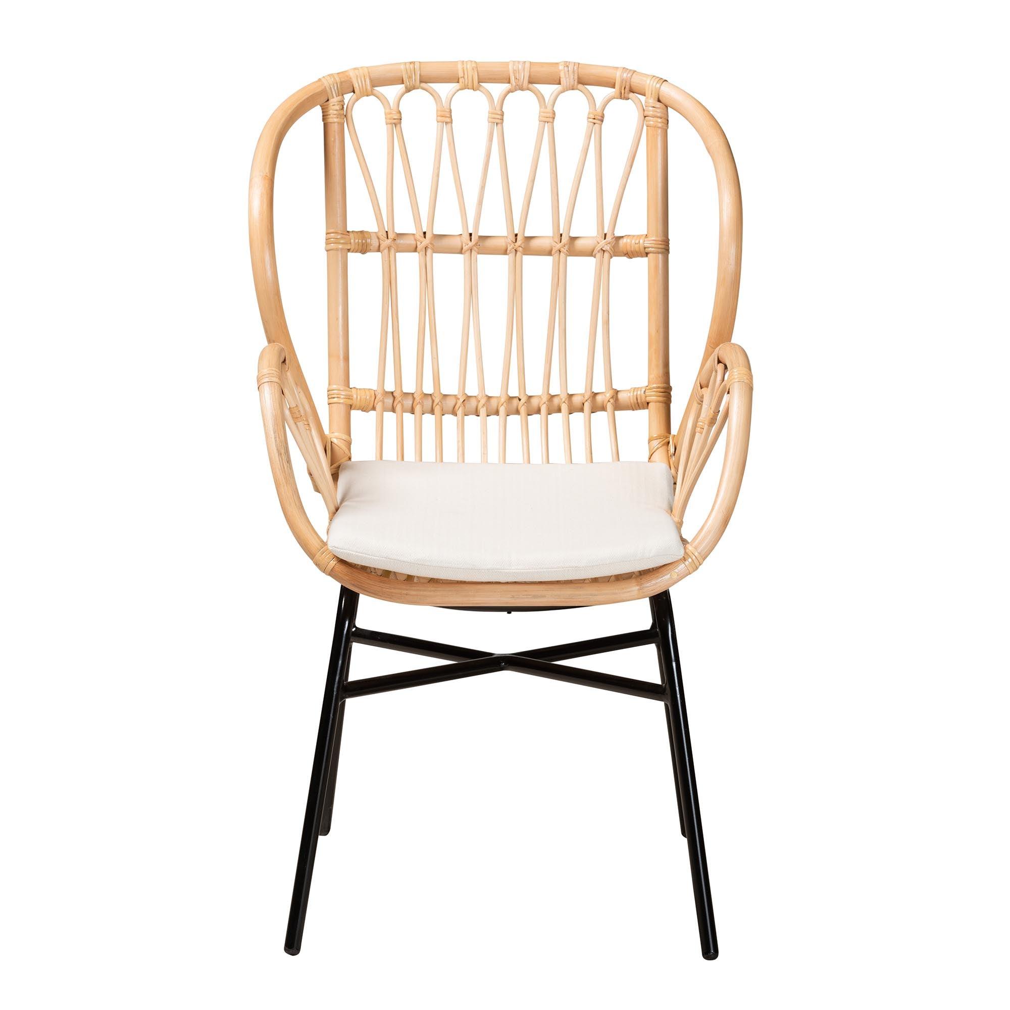 bali & pari Caelia Modern Bohemian Rattan and Metal Chair