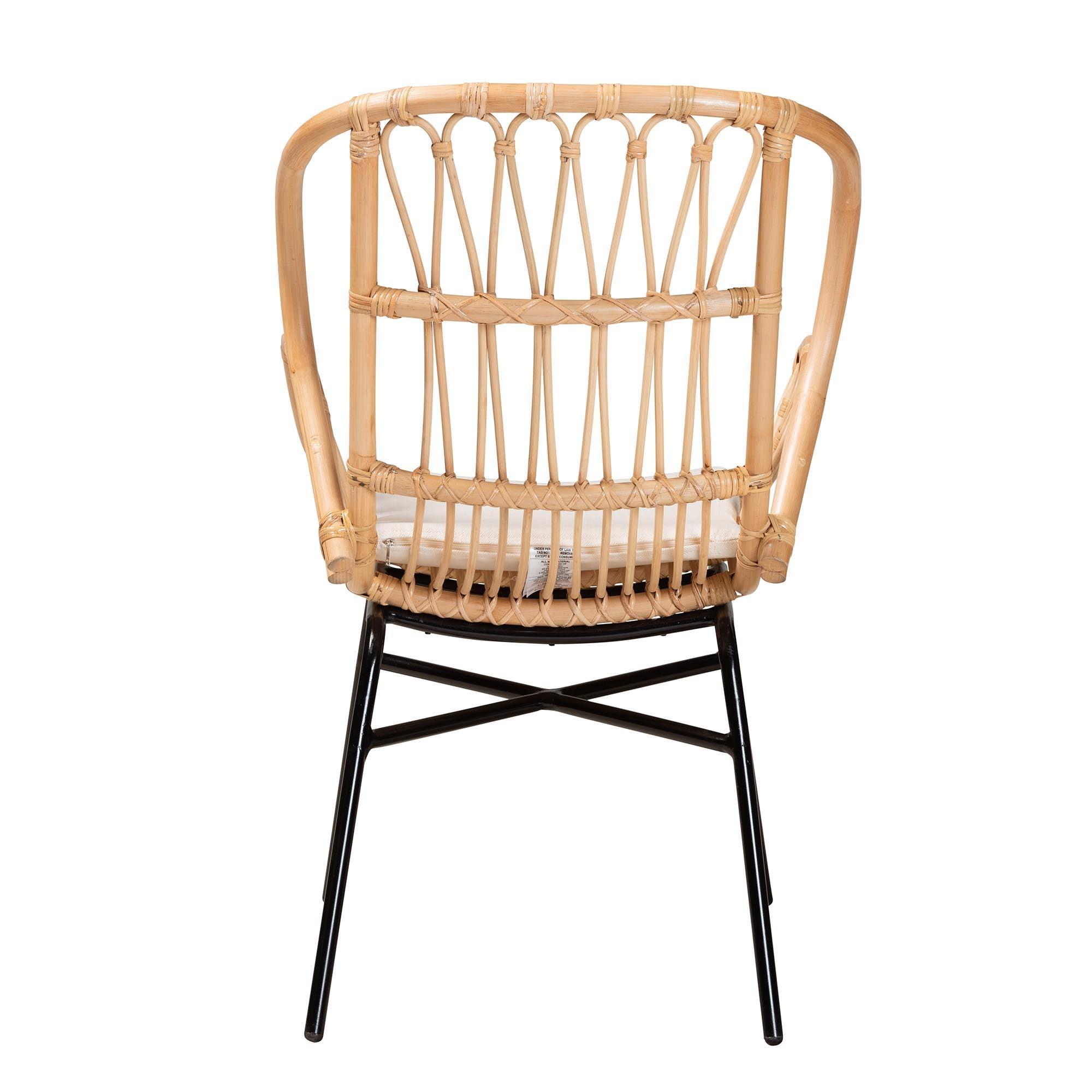 bali & pari Caelia Modern Bohemian Rattan and Metal Chair