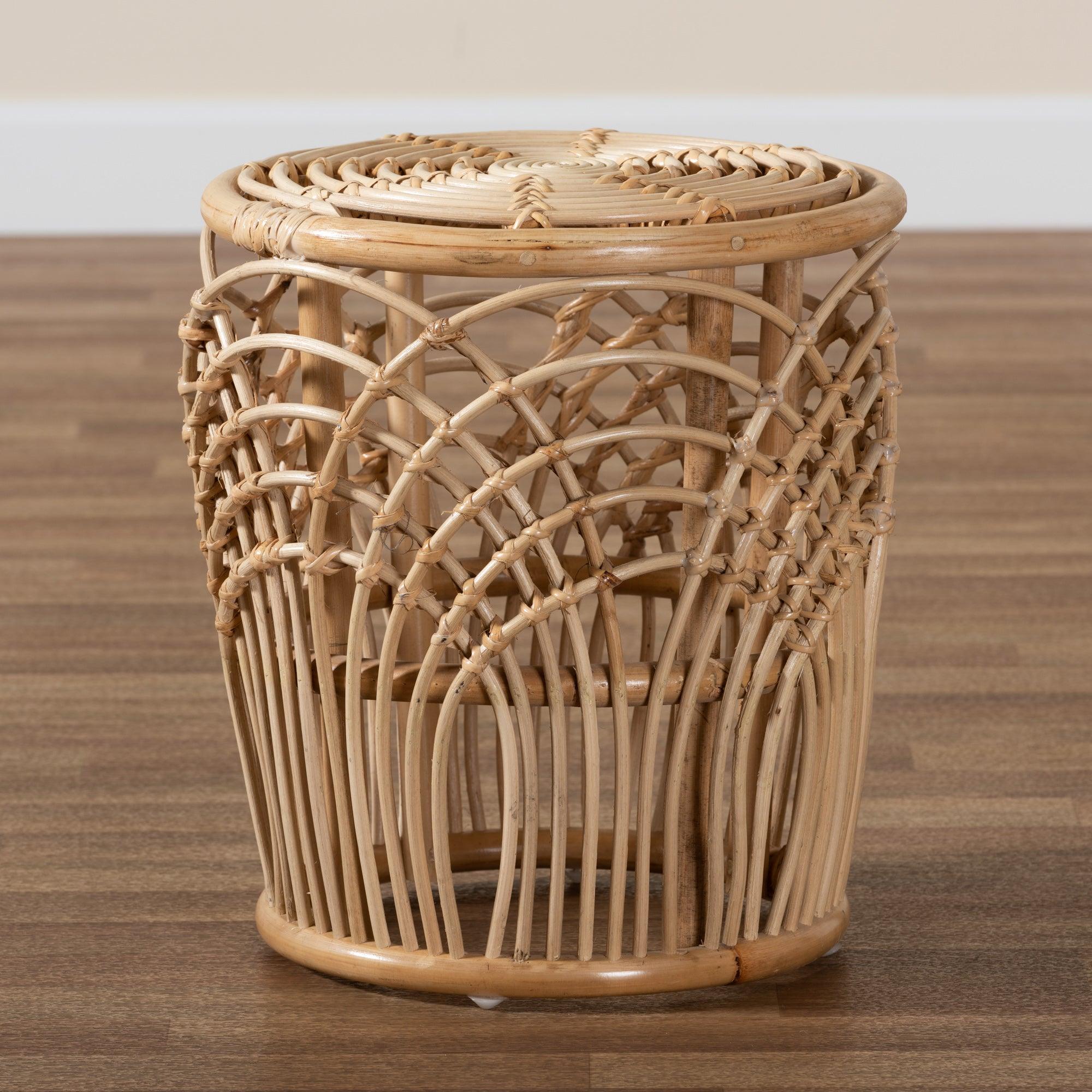 bali & pari Edena Modern Bohemian Finished Rattan End Table