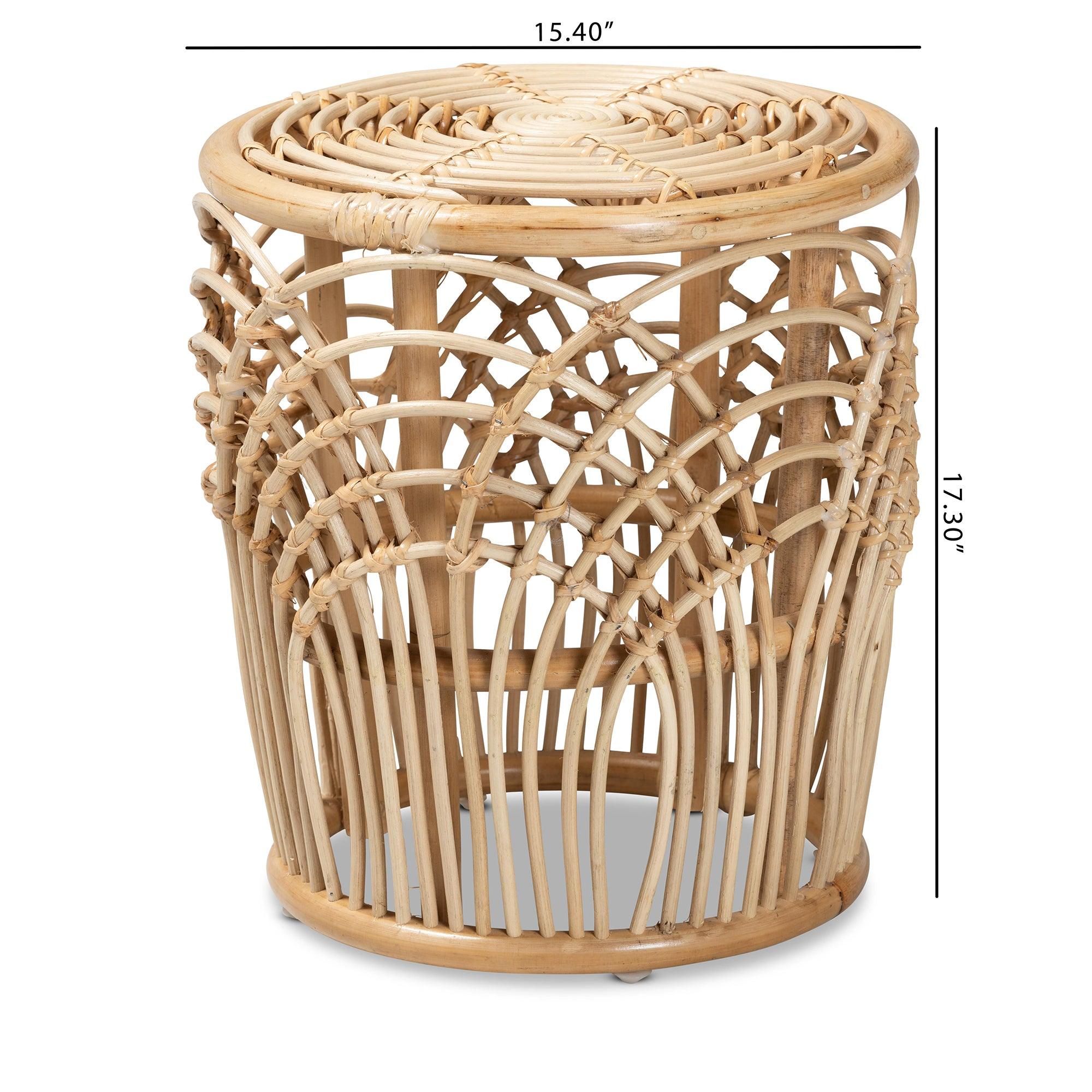 bali & pari Edena Modern Bohemian Finished Rattan End Table