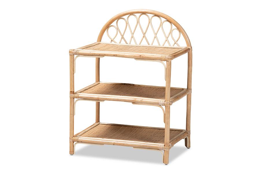 bali & pari ell Modern Bohemian Rattan 3-Tier Display Shelf