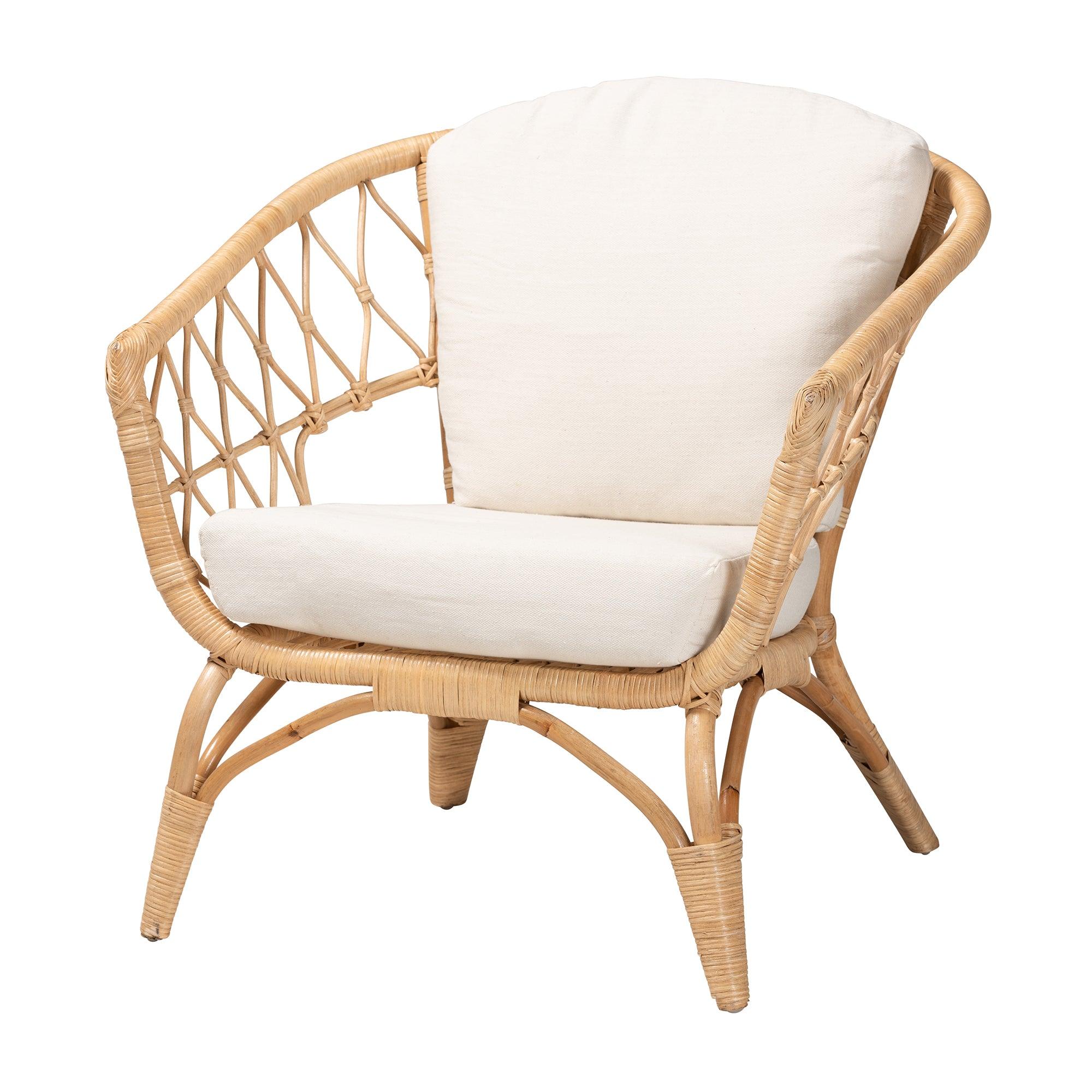 bali & pari Feya Modern Bohemian Antique Rattan Armchair