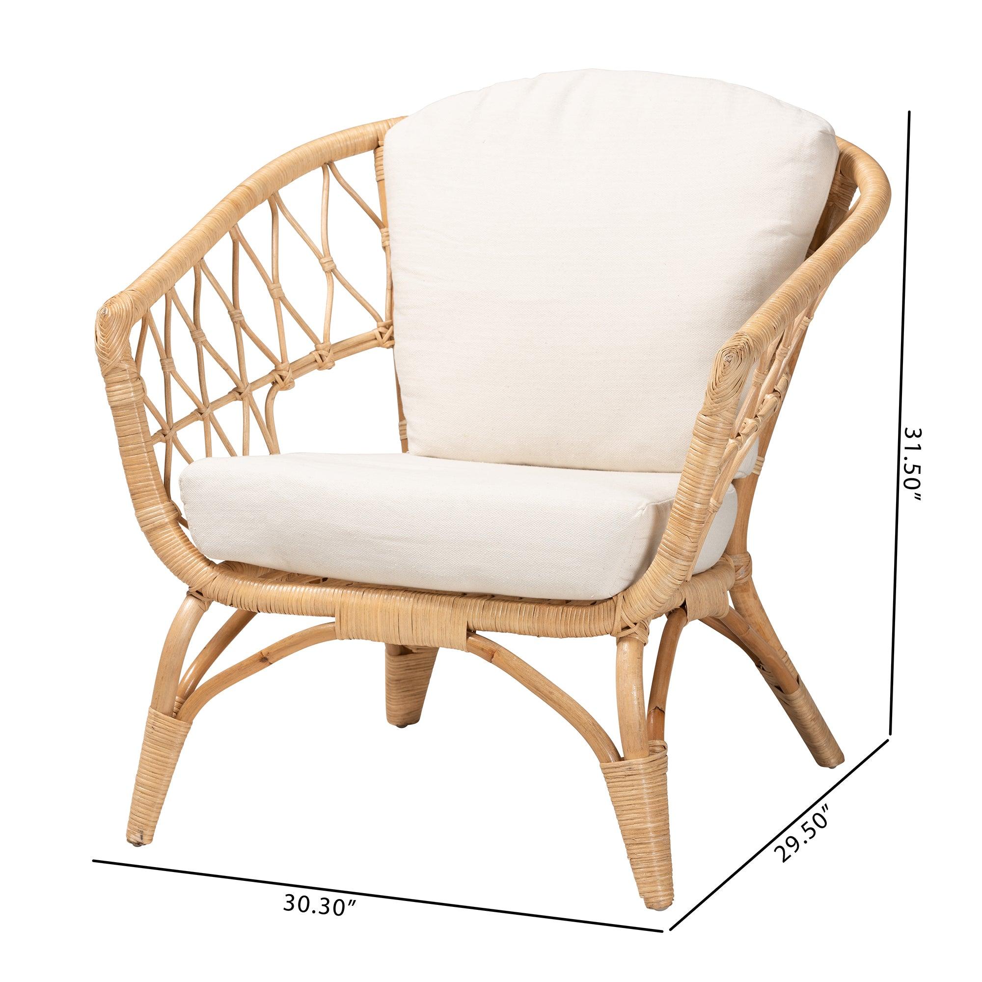 bali & pari Feya Modern Bohemian Antique Rattan Armchair