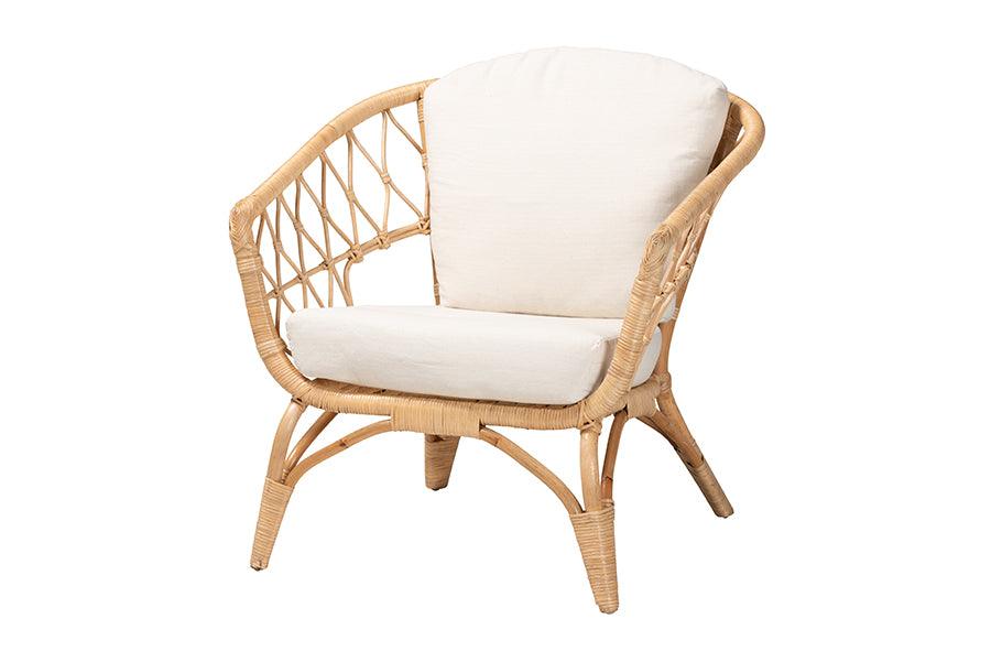 bali & pari Feya Modern Bohemian Antique Rattan Armchair