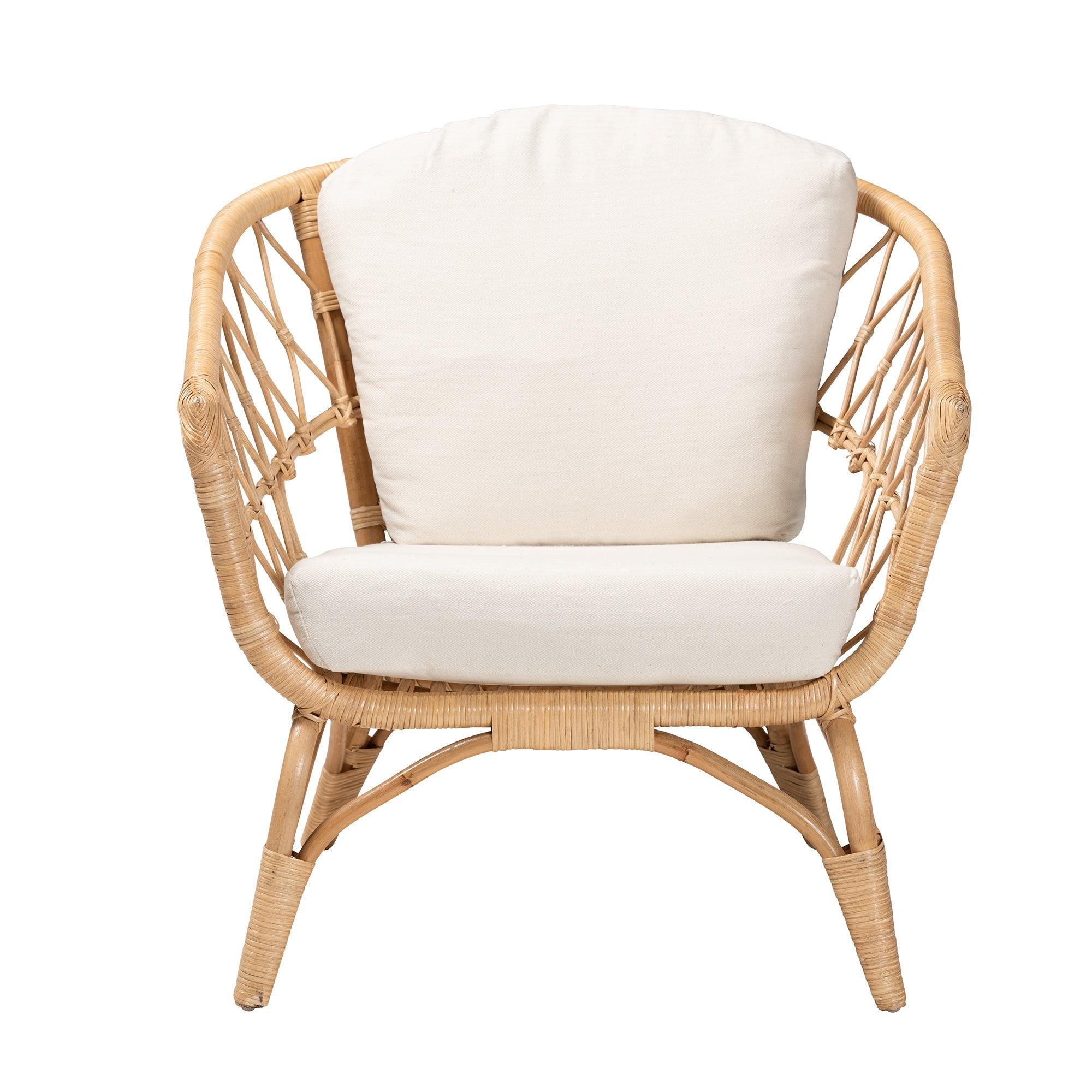 bali & pari Feya Modern Bohemian Antique Rattan Armchair