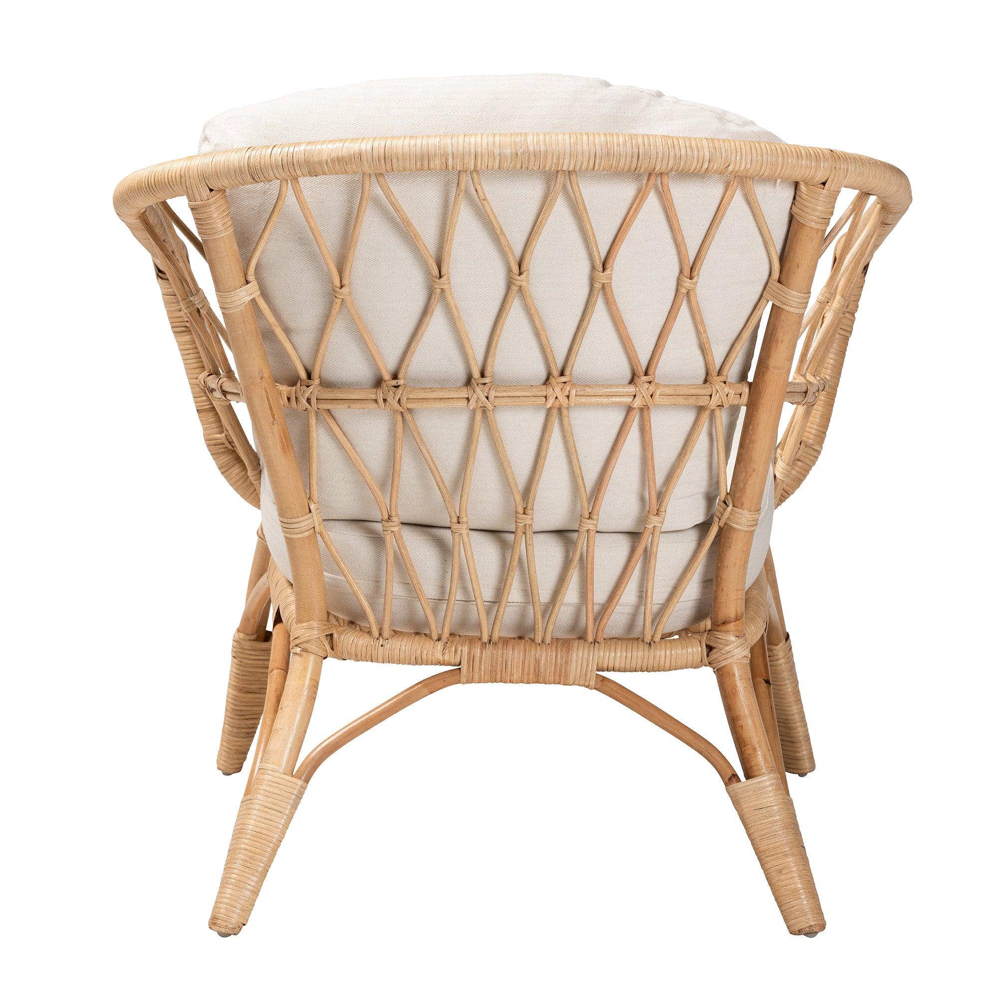 bali & pari Feya Modern Bohemian Antique Rattan Armchair