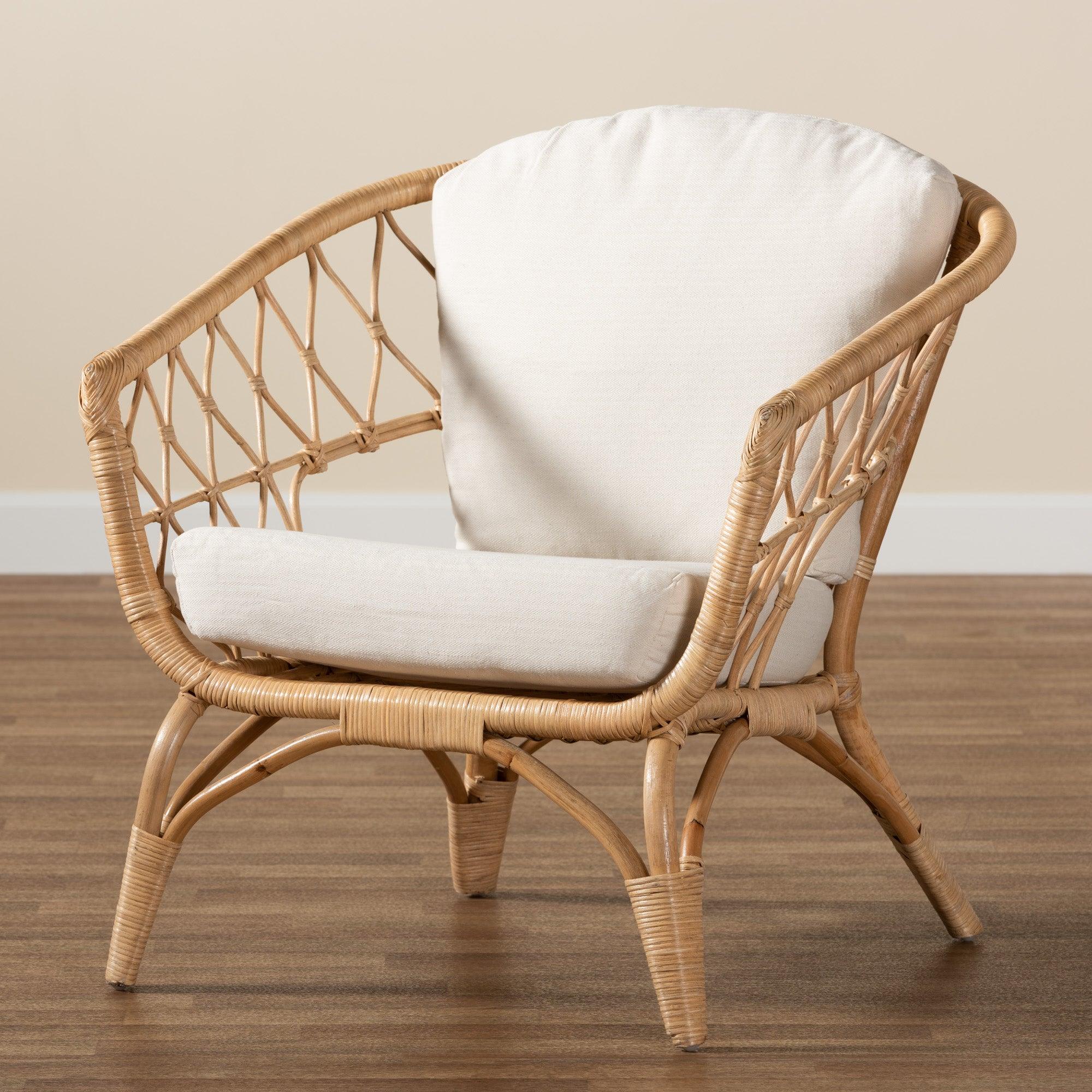 bali & pari Feya Modern Bohemian Antique Rattan Armchair