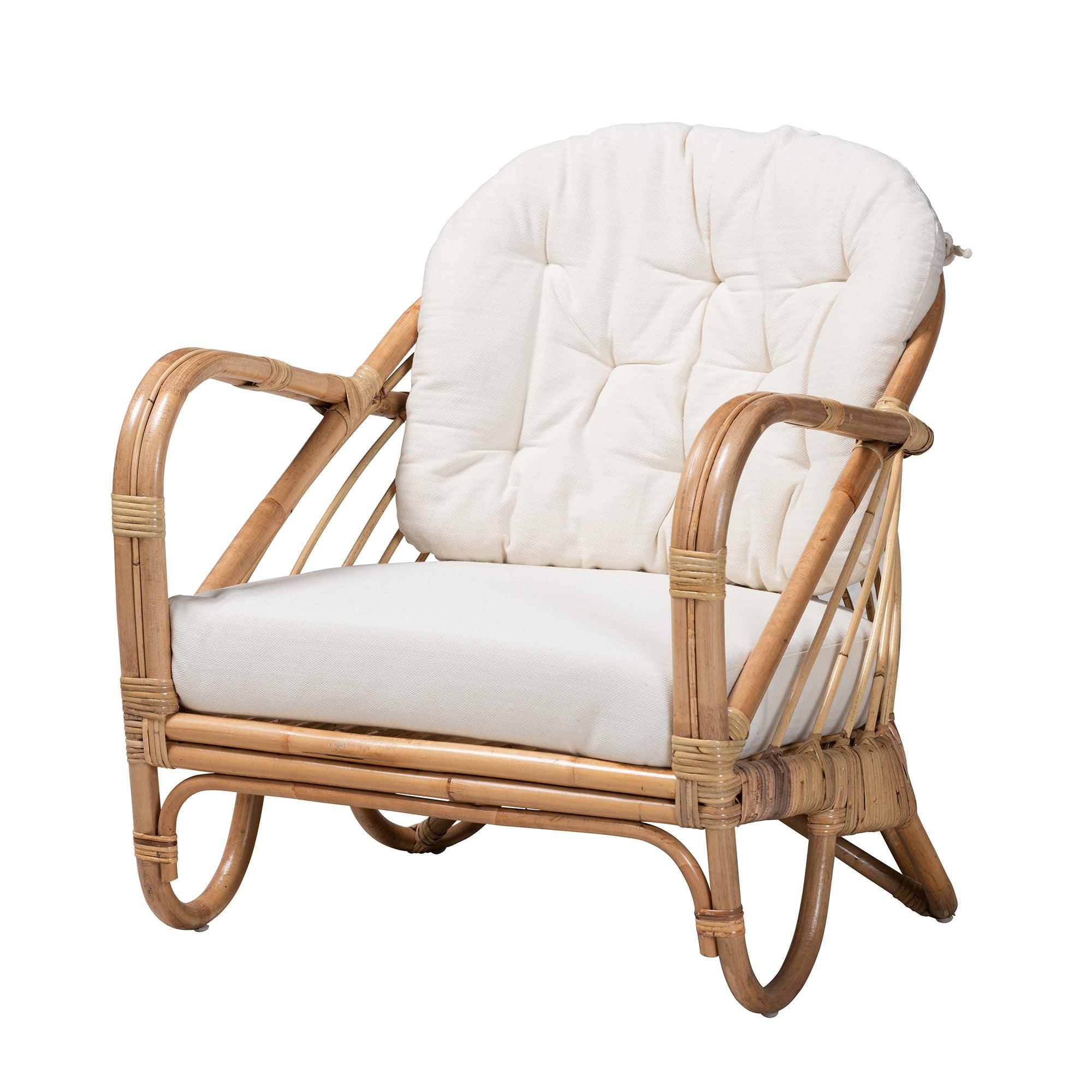 bali & pari Aliane Modern Bohemian Antique Rattan Armchair