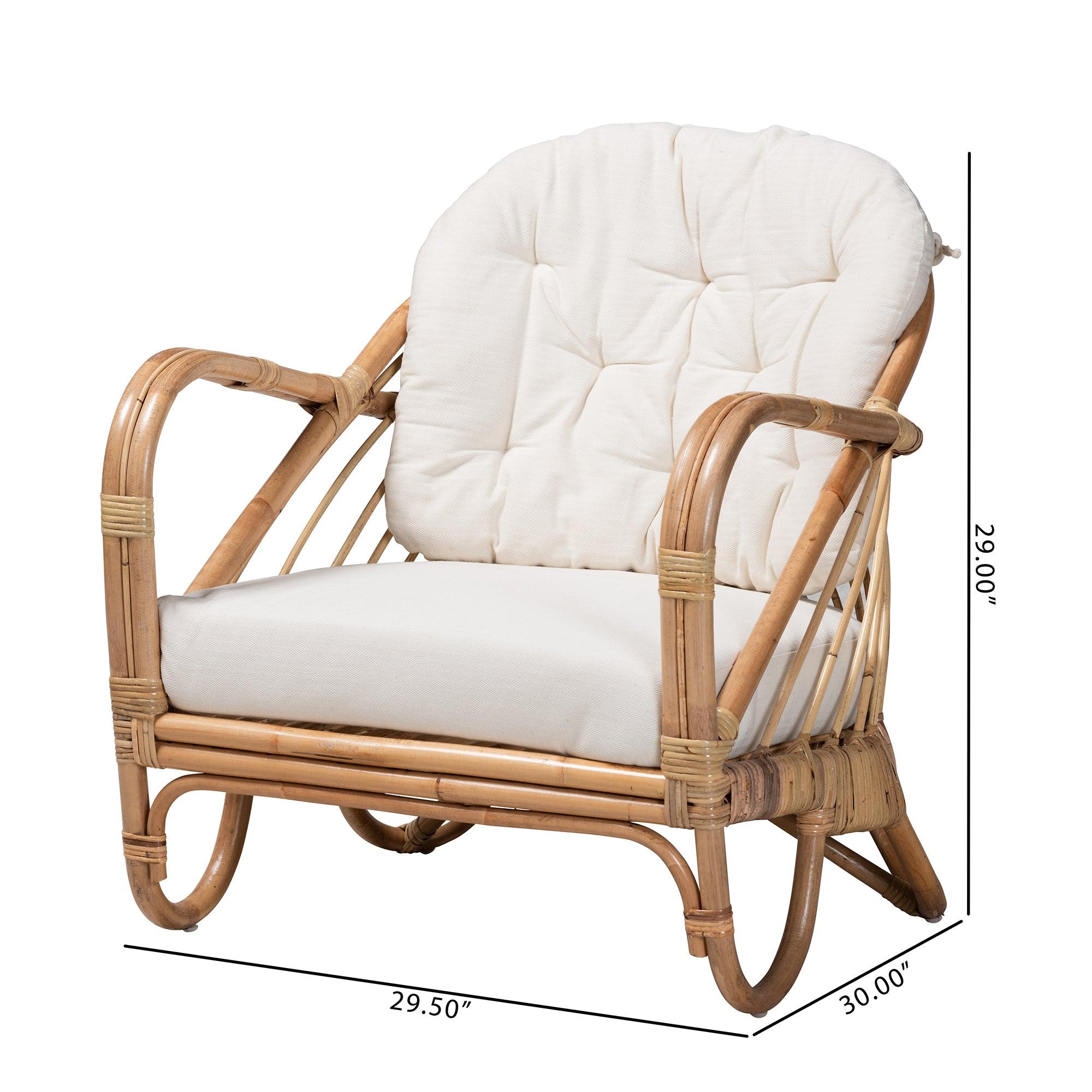 bali & pari Aliane Modern Bohemian Antique Rattan Armchair