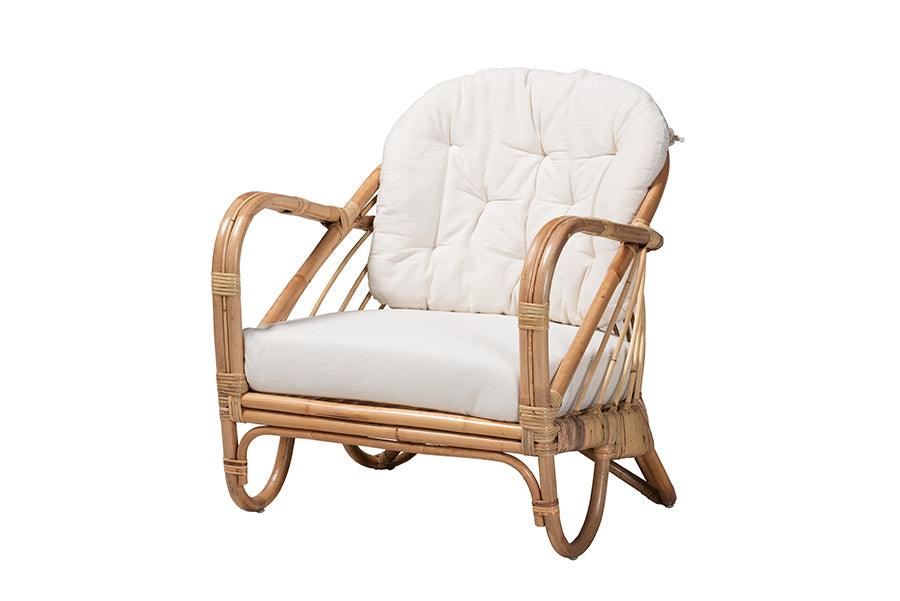 bali & pari Aliane Modern Bohemian Antique Rattan Armchair