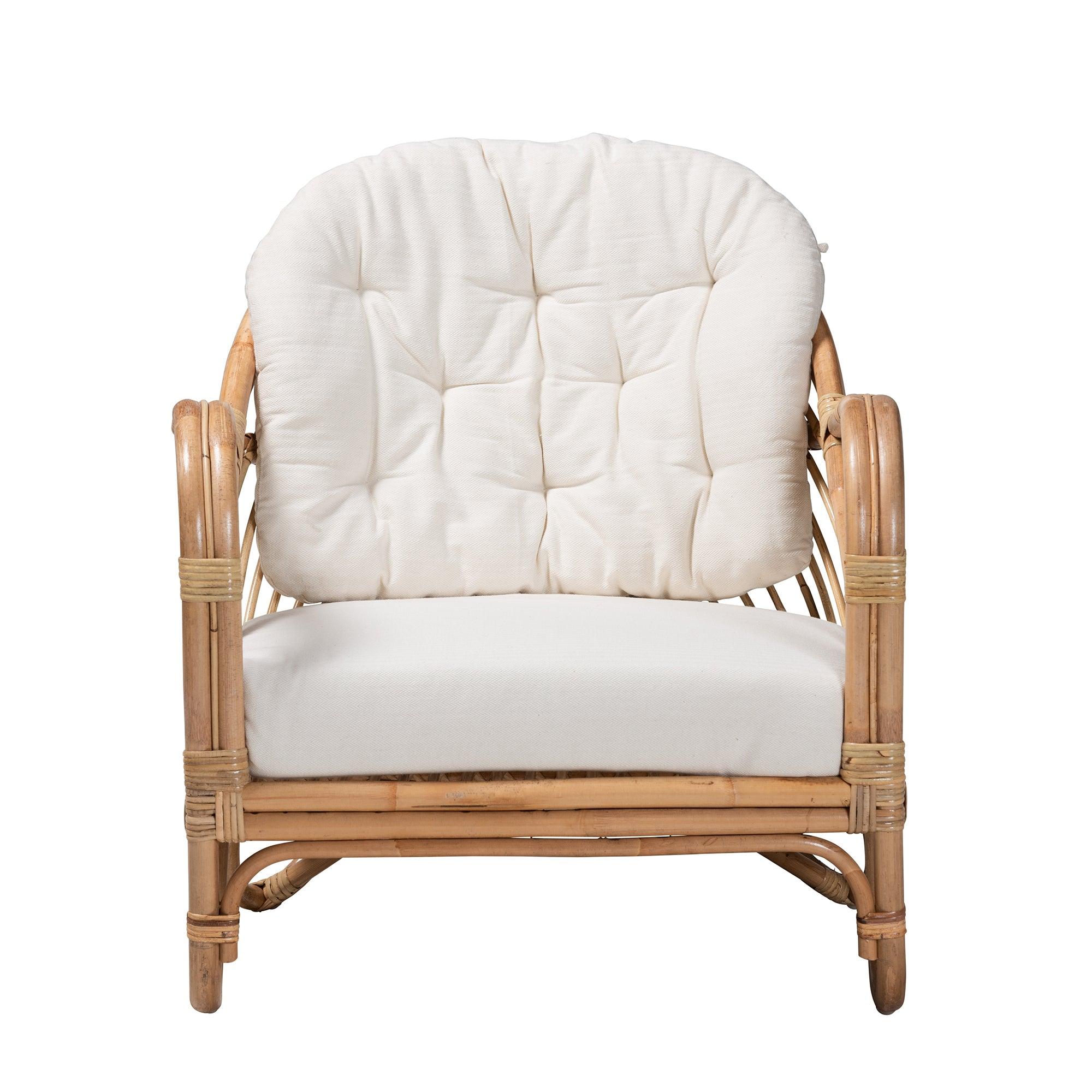 bali & pari Aliane Modern Bohemian Antique Rattan Armchair