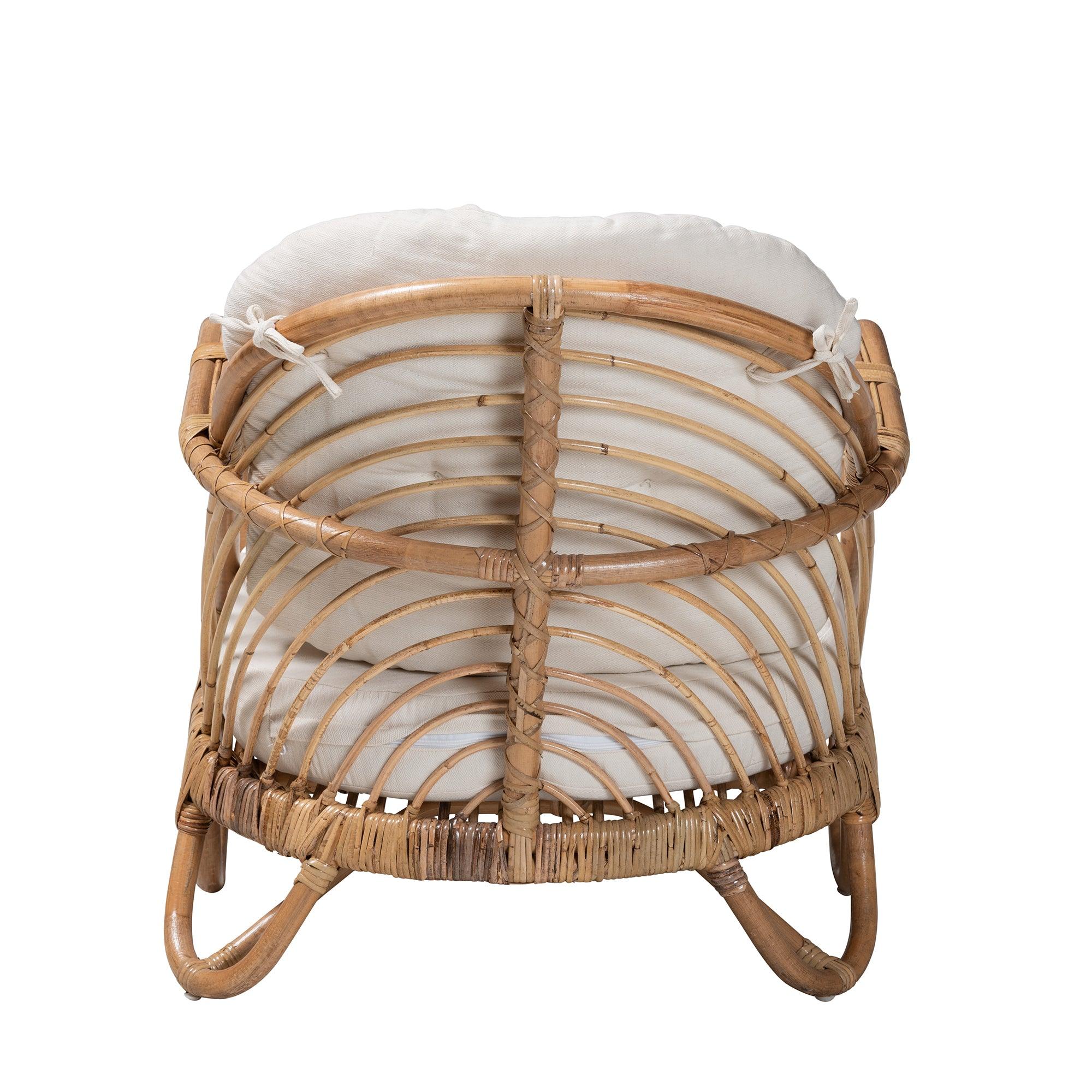 bali & pari Aliane Modern Bohemian Antique Rattan Armchair