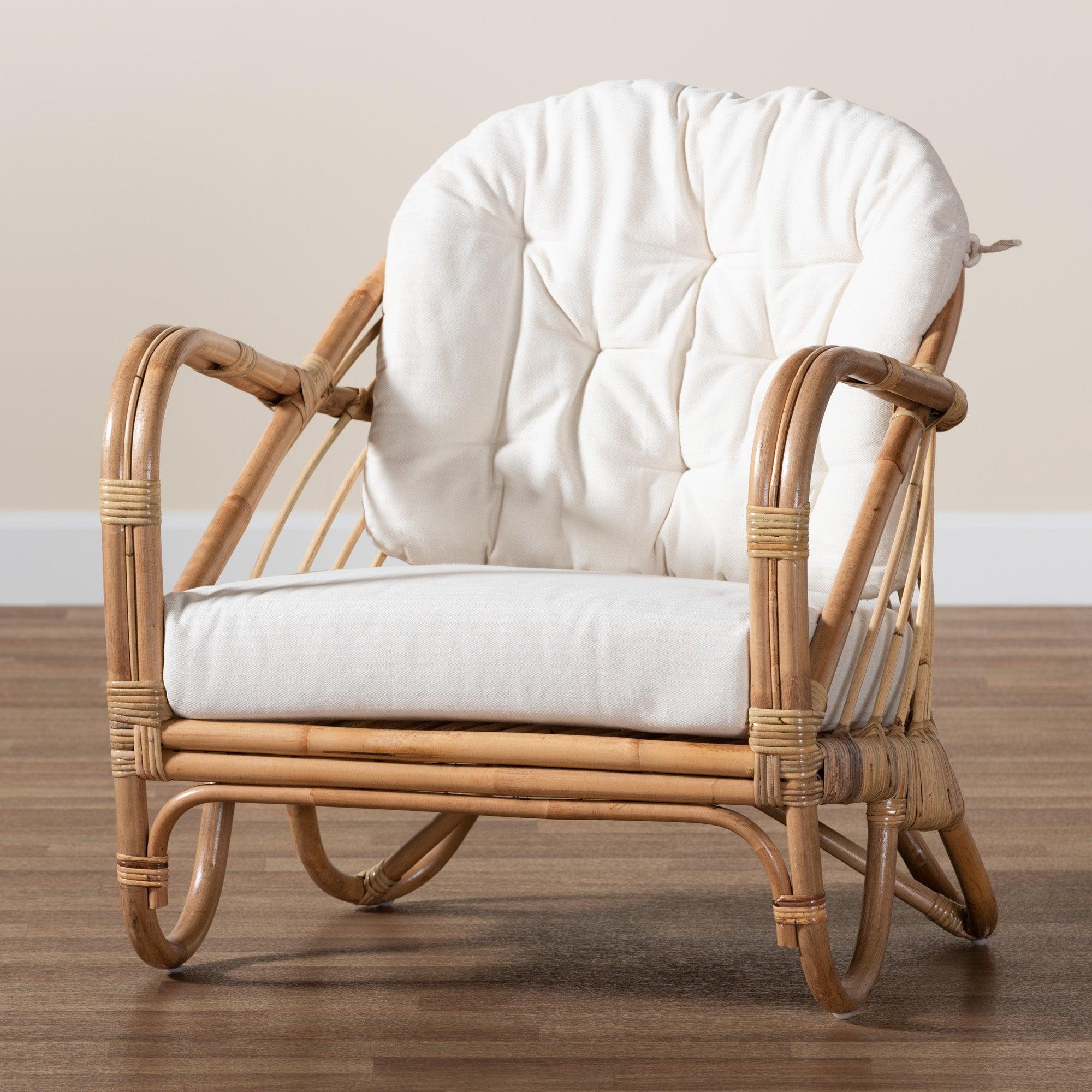 bali & pari Aliane Modern Bohemian Antique Rattan Armchair