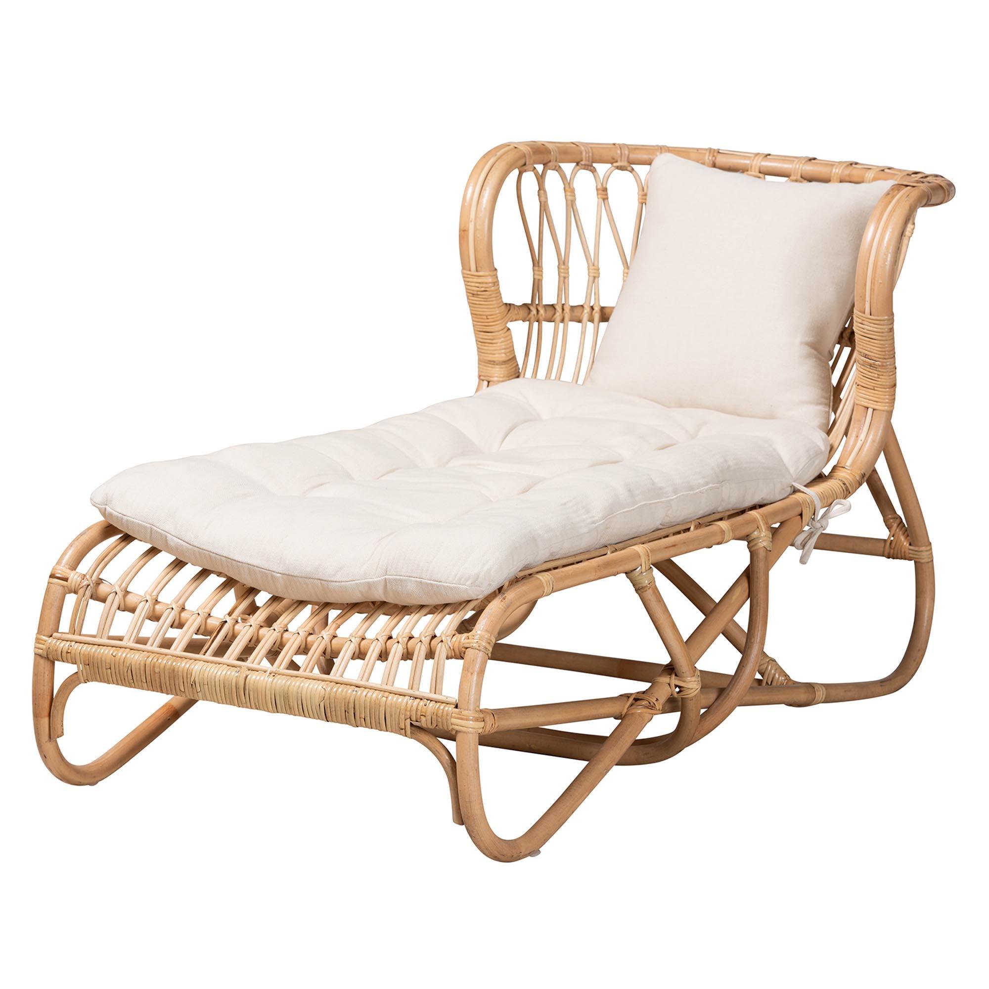 bali & pari Delara Modern Bohemian Rattan Chaise