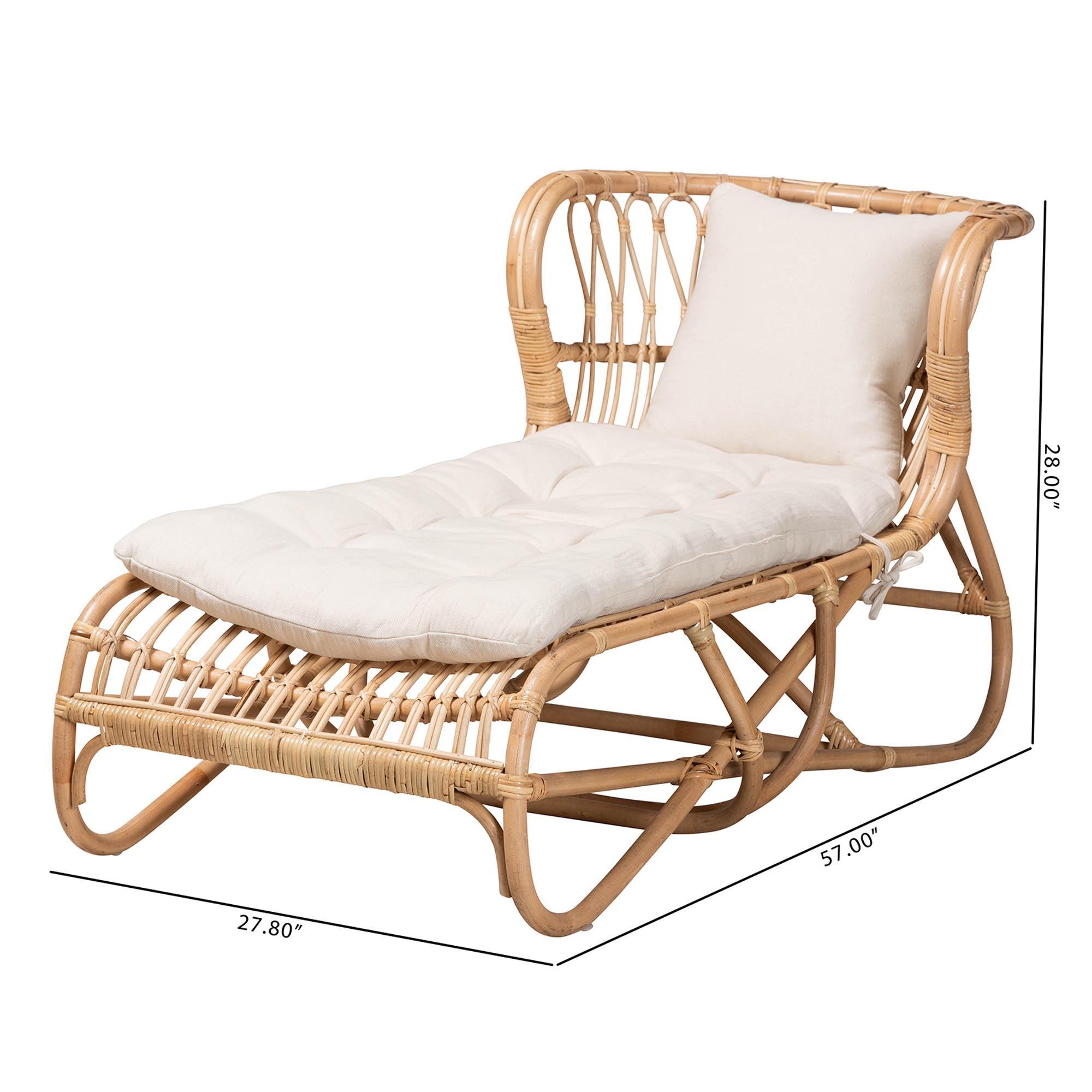 bali & pari Delara Modern Bohemian Rattan Chaise