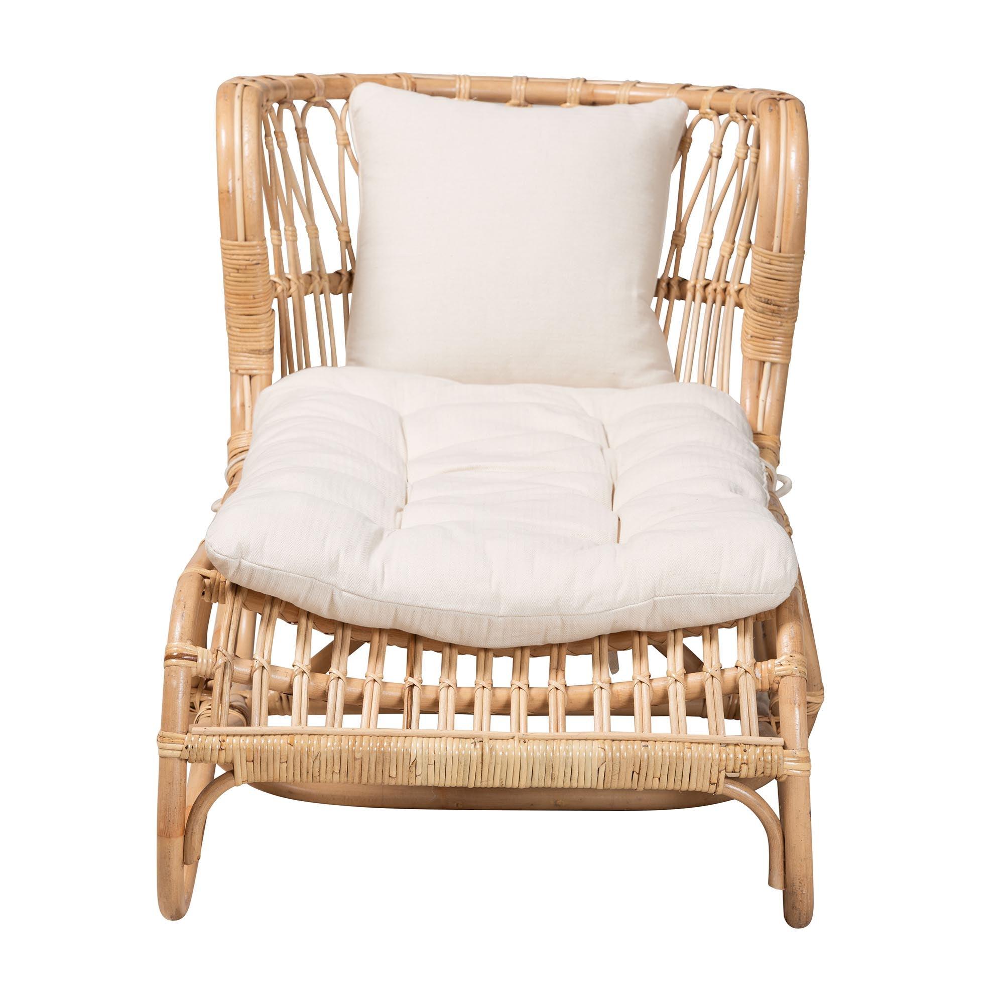 bali & pari Delara Modern Bohemian Rattan Chaise