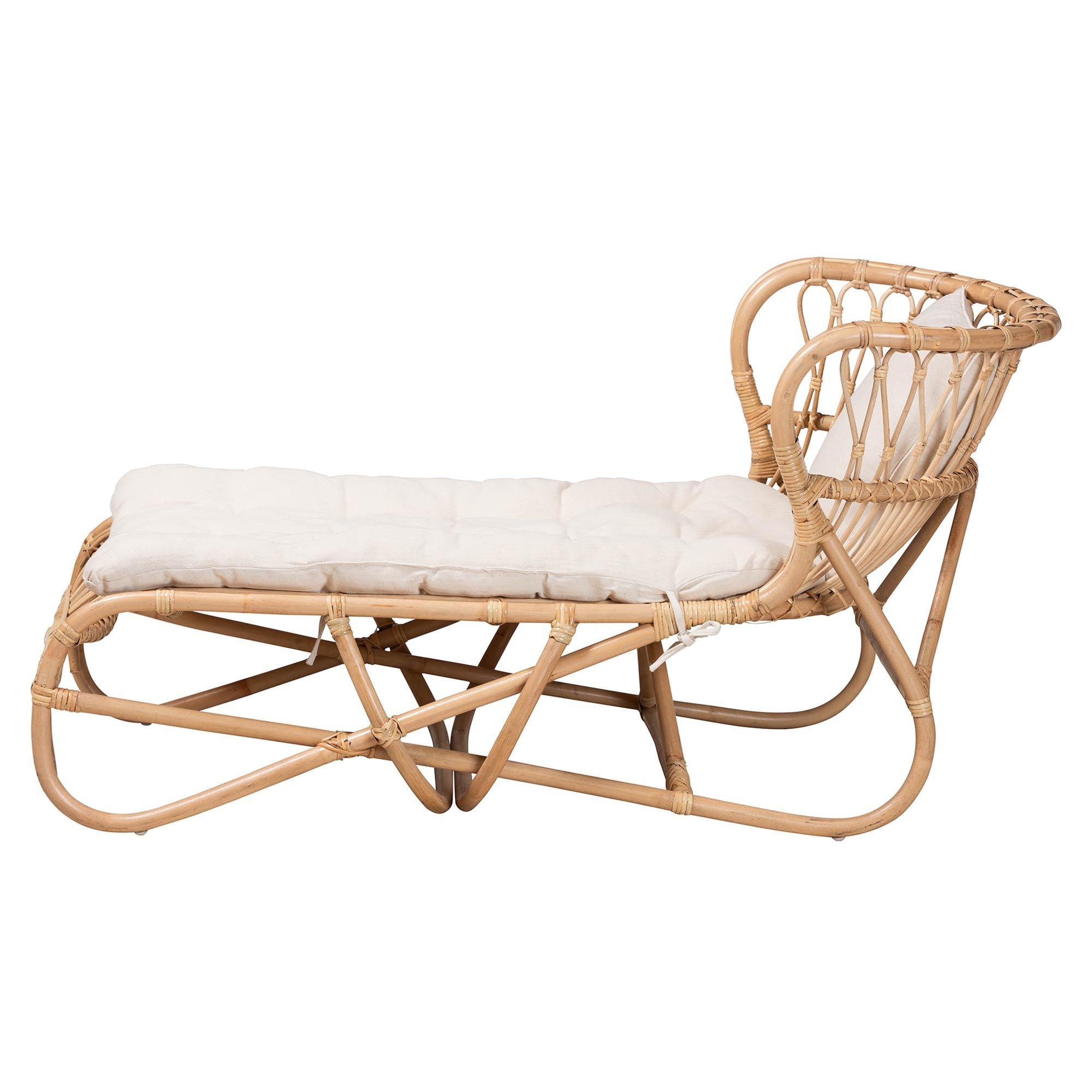 bali & pari Delara Modern Bohemian Rattan Chaise