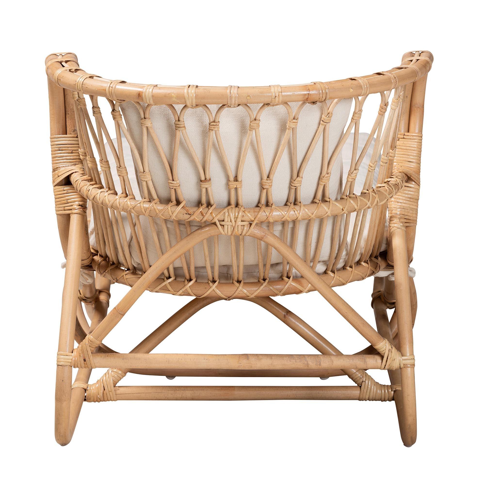 bali & pari Delara Modern Bohemian Rattan Chaise