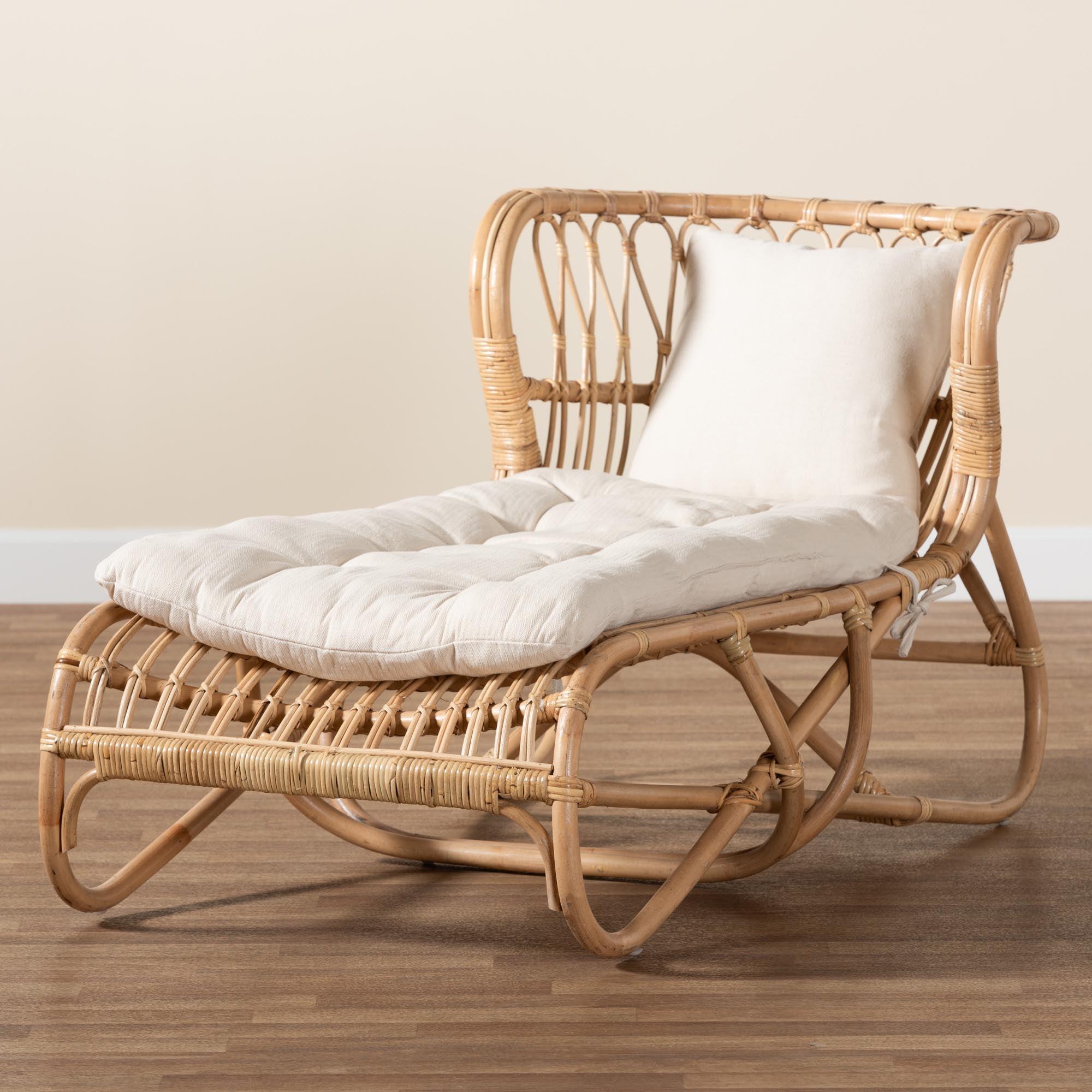 bali & pari Delara Modern Bohemian Rattan Chaise