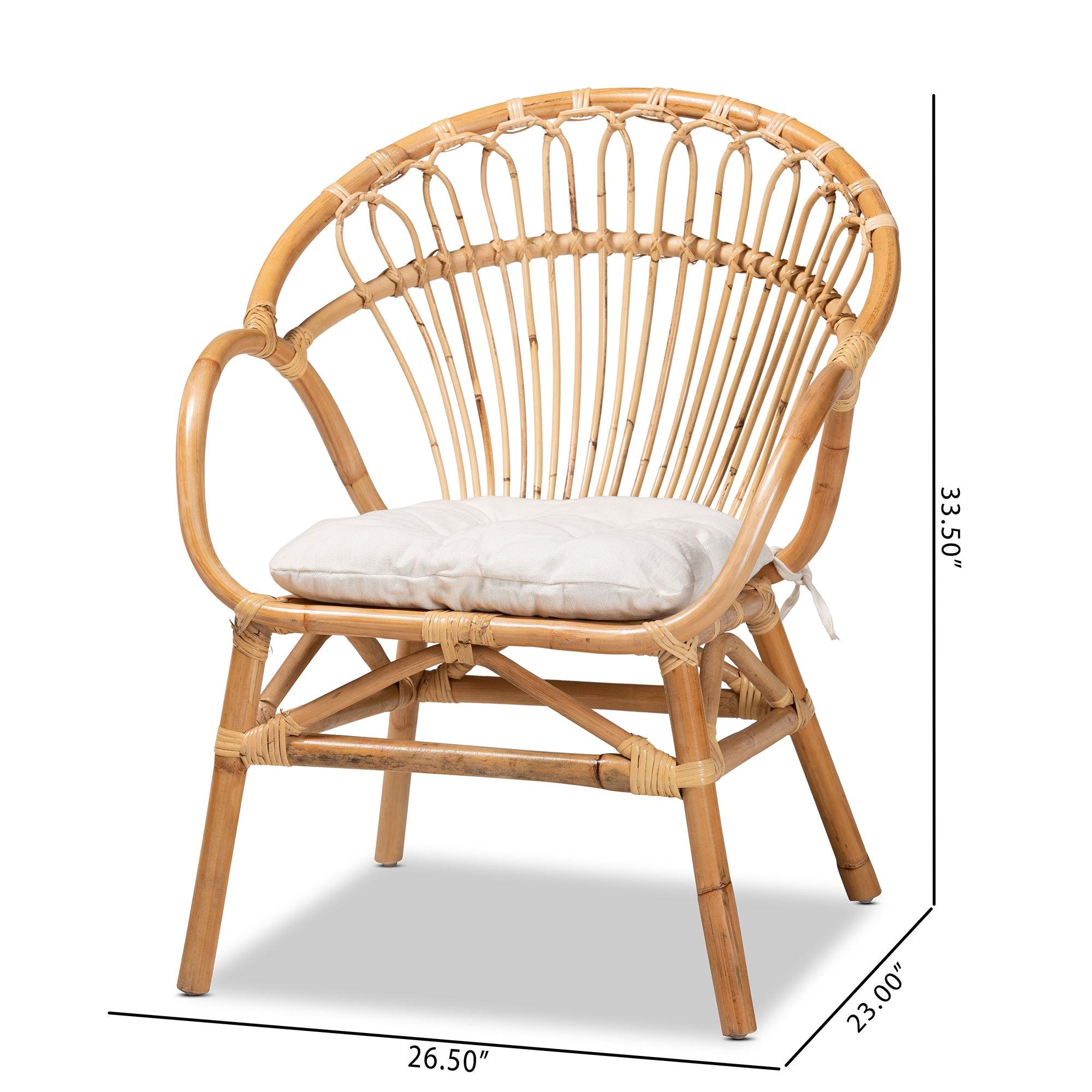 bali & pari Benicia Modern Bohemian Rattan Dining Chair