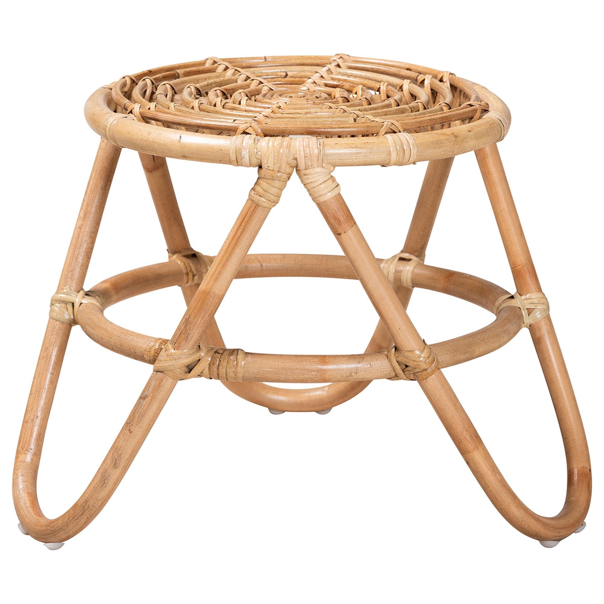 bali & pari Jacinda Modern Bohemian Rattan End Table