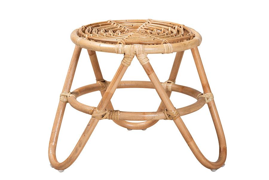 bali & pari Jacinda Modern Bohemian Rattan End Table