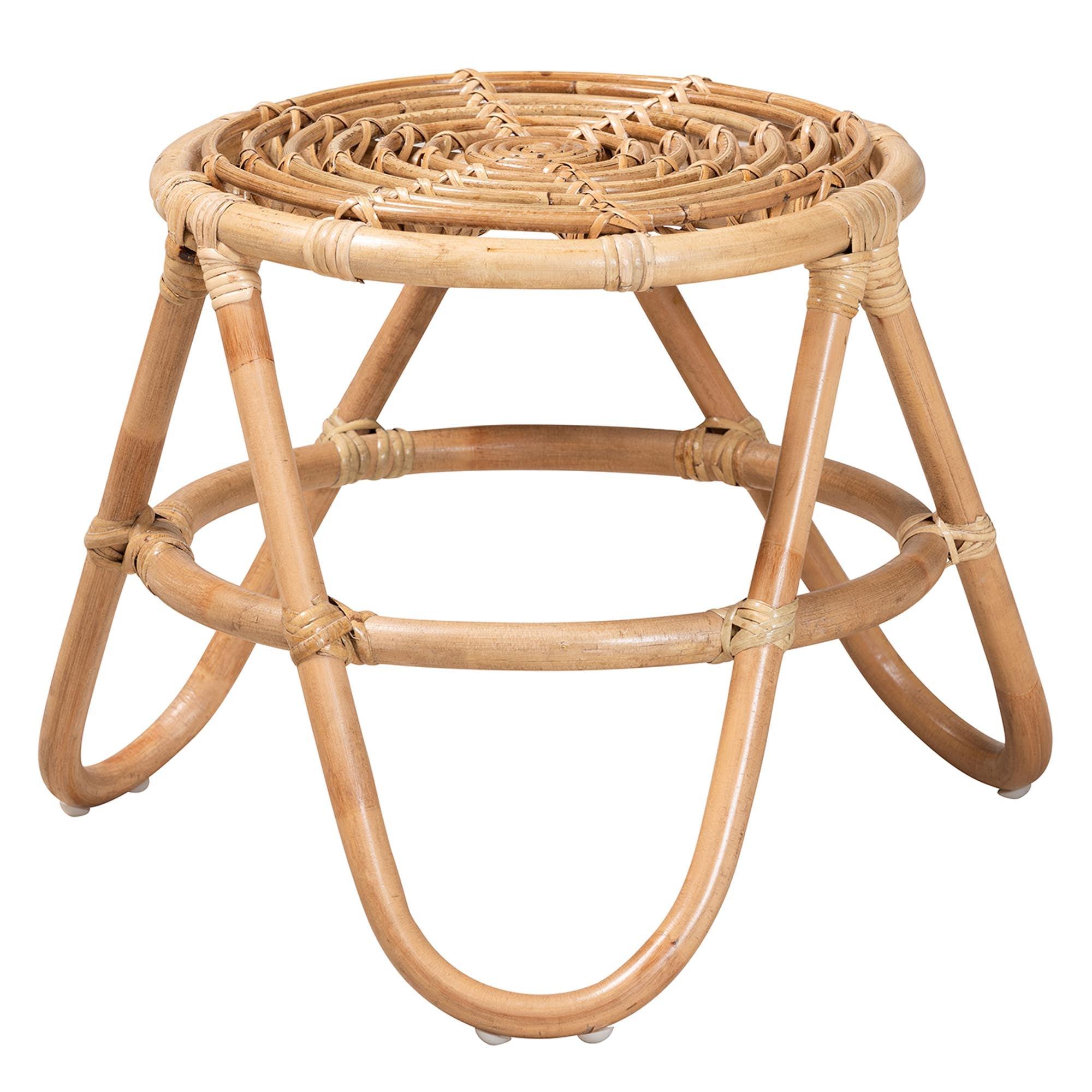 bali & pari Jacinda Modern Bohemian Rattan End Table