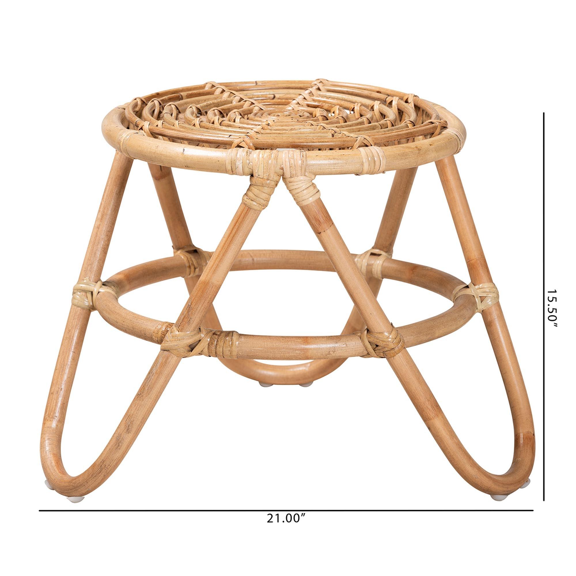 bali & pari Jacinda Modern Bohemian Rattan End Table