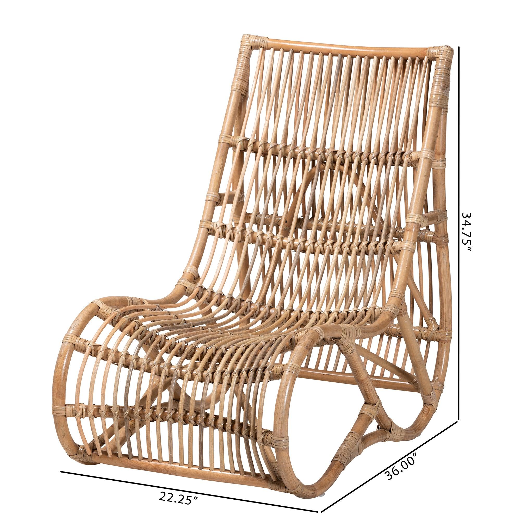 bali & pari Genera Modern Bohemian Rattan Lounge Chair