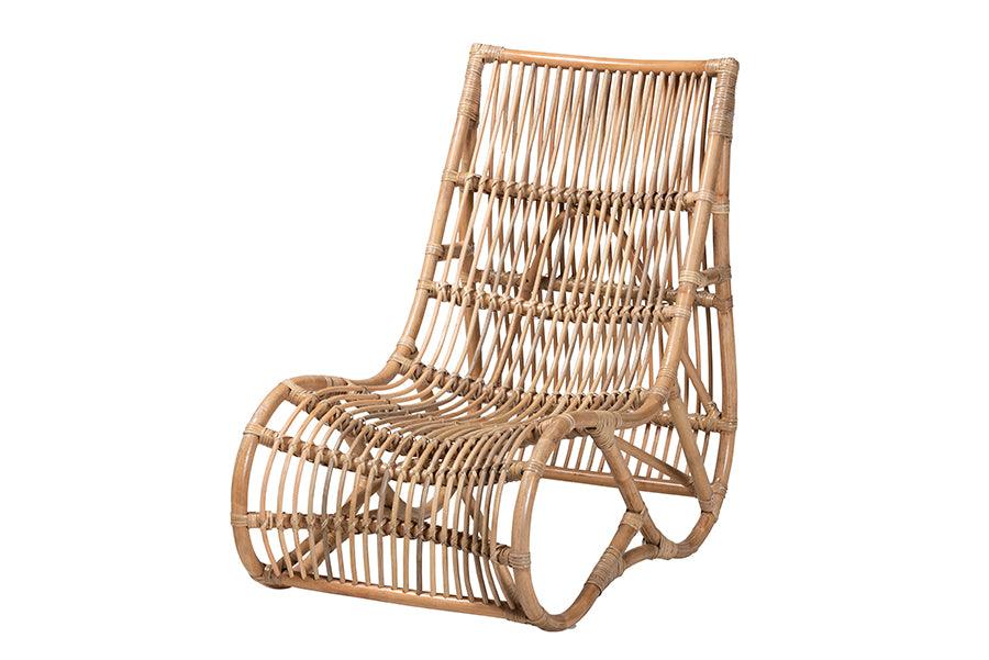 bali & pari Genera Modern Bohemian Rattan Lounge Chair