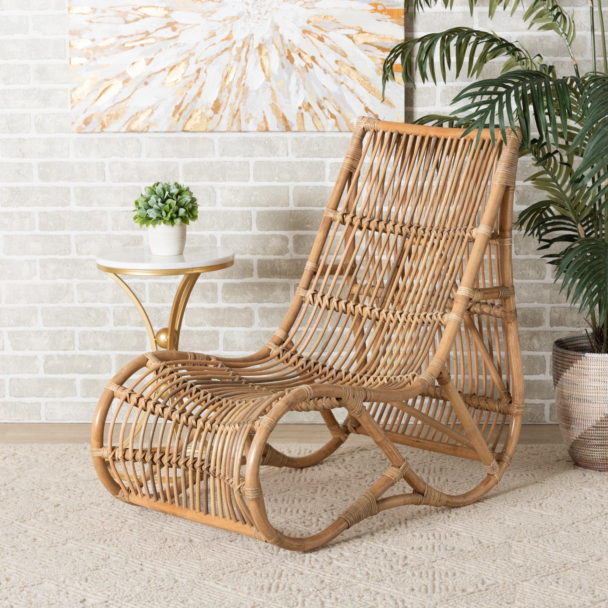 bali & pari Genera Modern Bohemian Rattan Lounge Chair