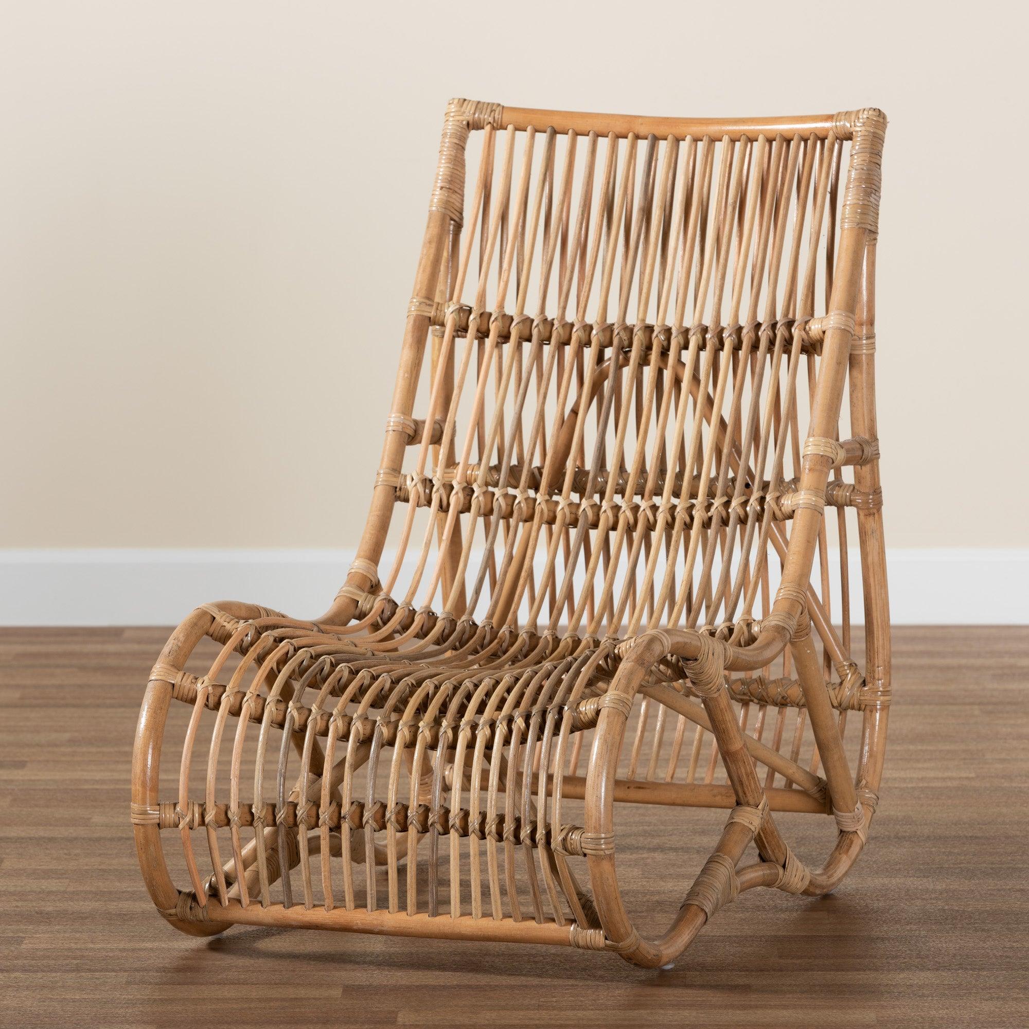 bali & pari Genera Modern Bohemian Rattan Lounge Chair