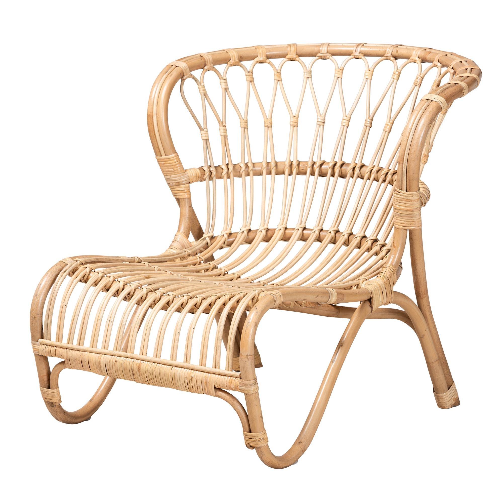 bali & pari Alaya Modern Bohemian Rattan Accent Chair