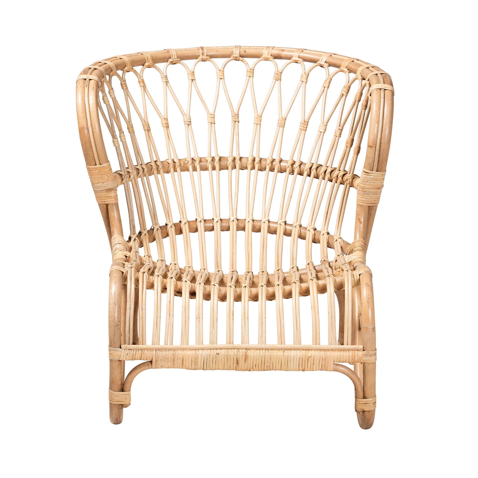 bali & pari Alaya Modern Bohemian Rattan Accent Chair