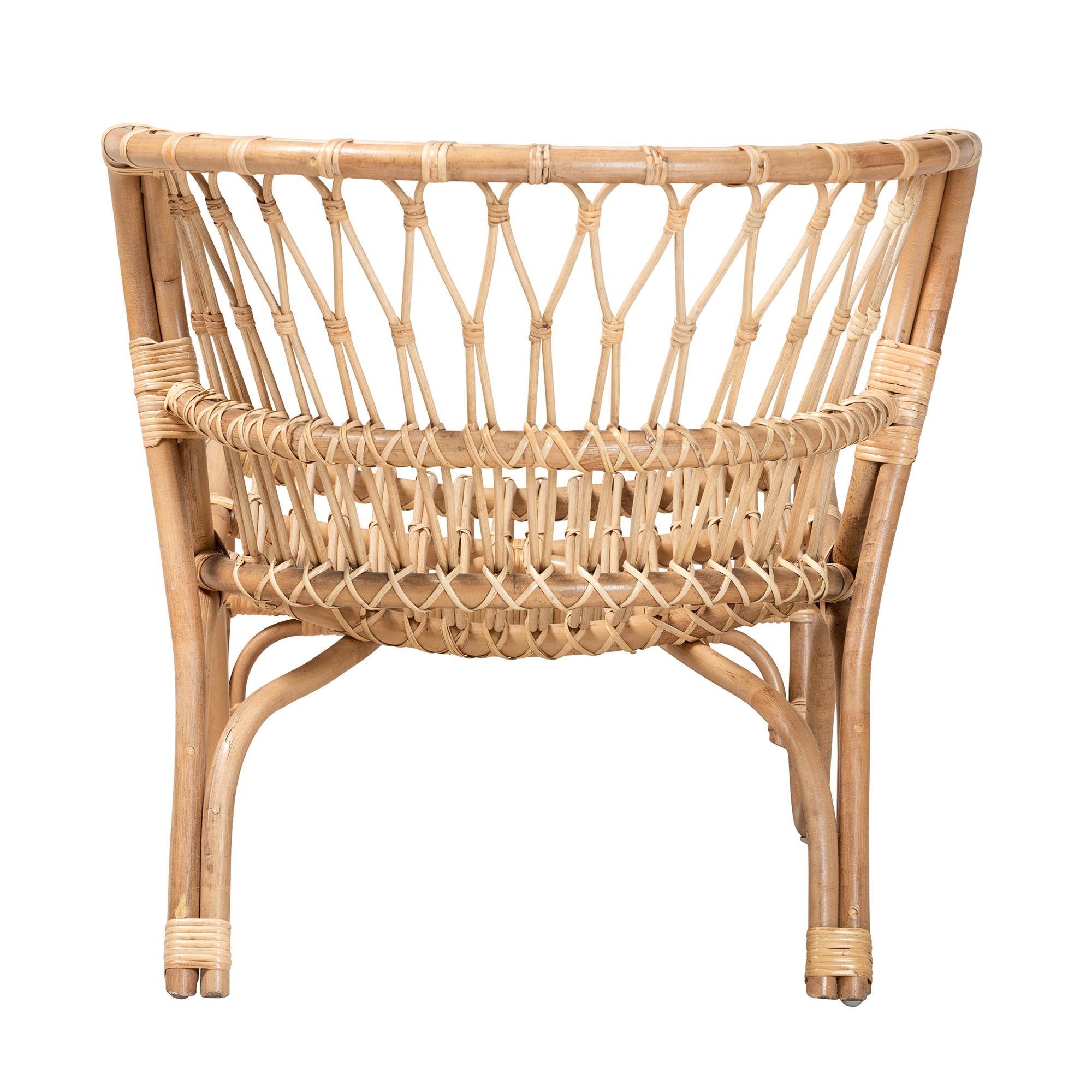 bali & pari Alaya Modern Bohemian Rattan Accent Chair