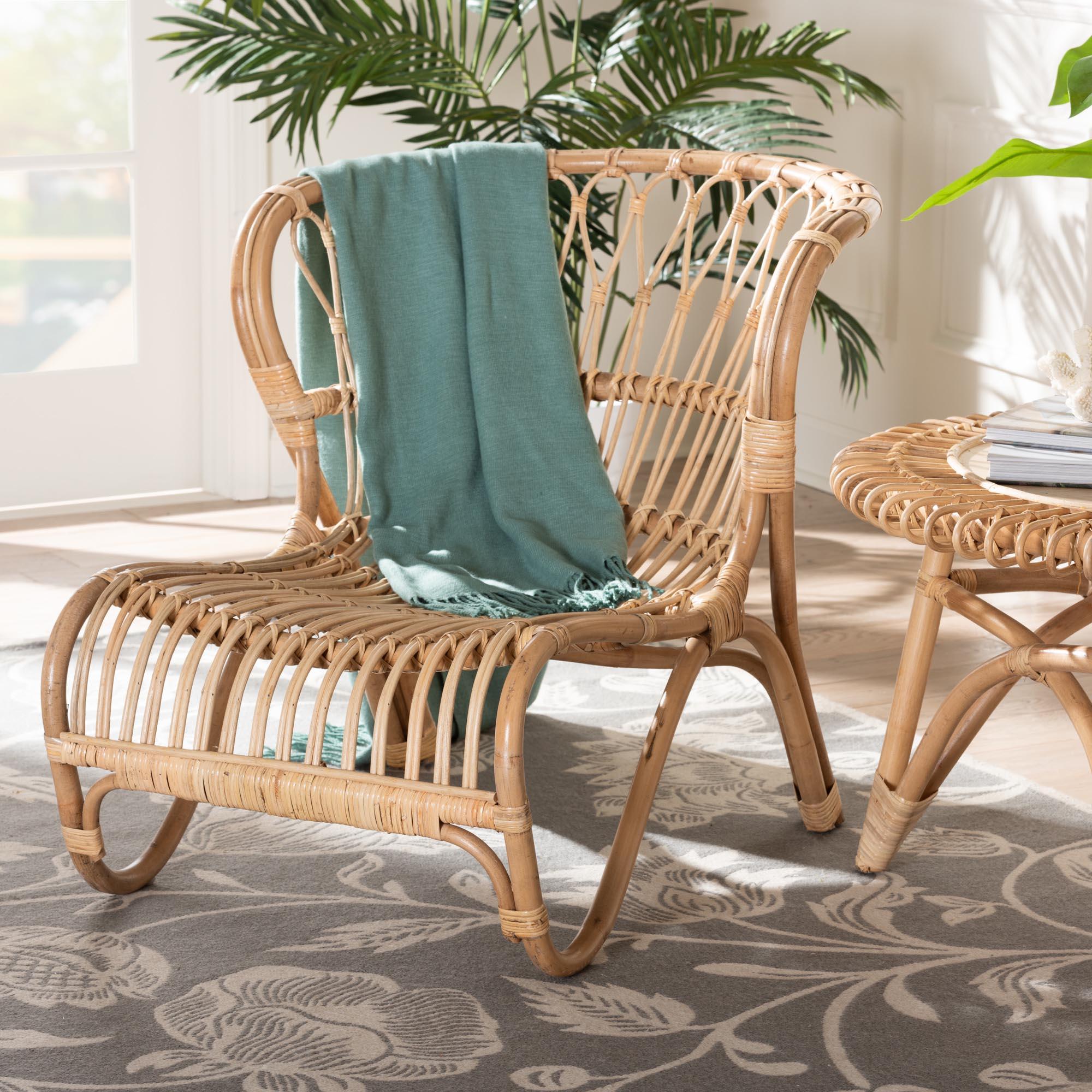 bali & pari Alaya Modern Bohemian Rattan Accent Chair