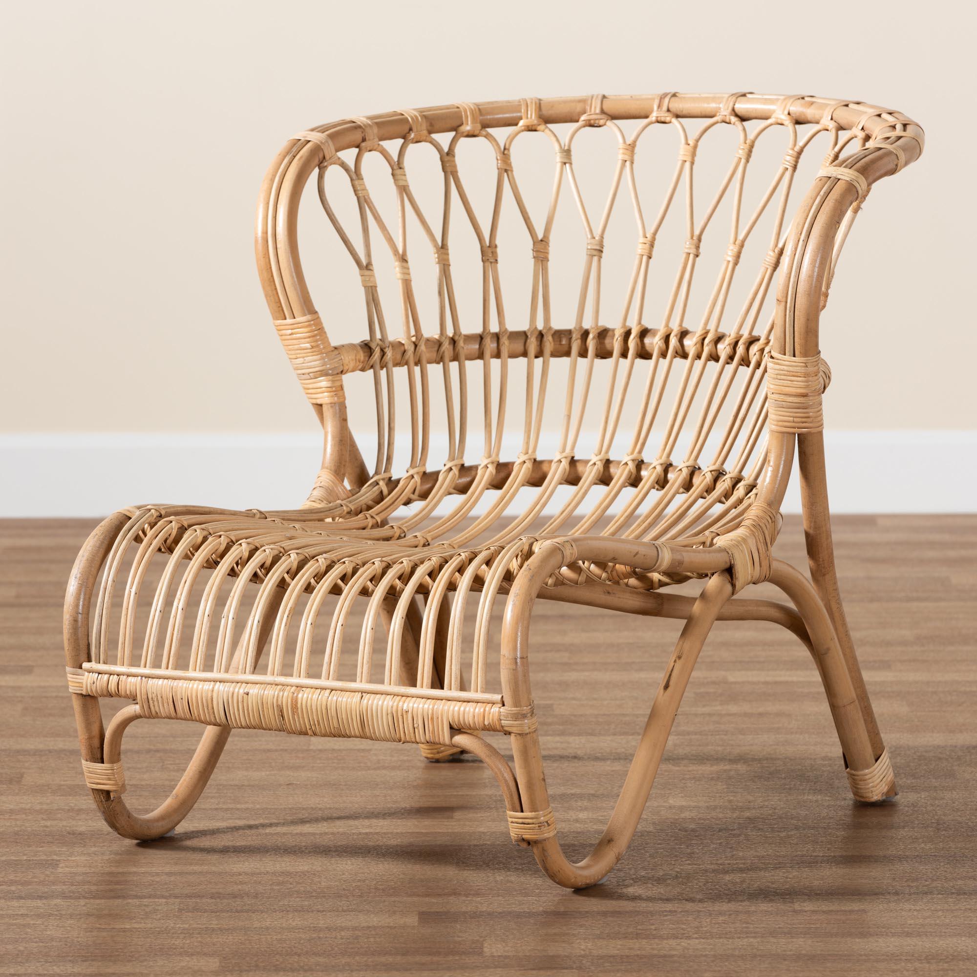 bali & pari Alaya Modern Bohemian Rattan Accent Chair