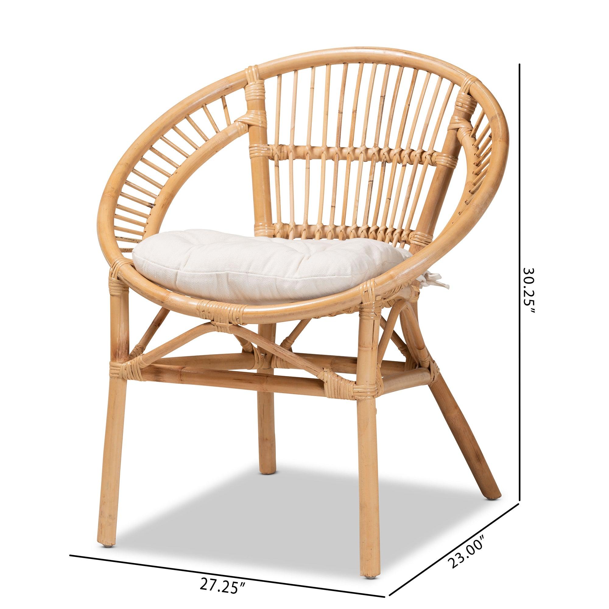 bali & pari Adrina Modern Bohemian Rattan Dining Chair