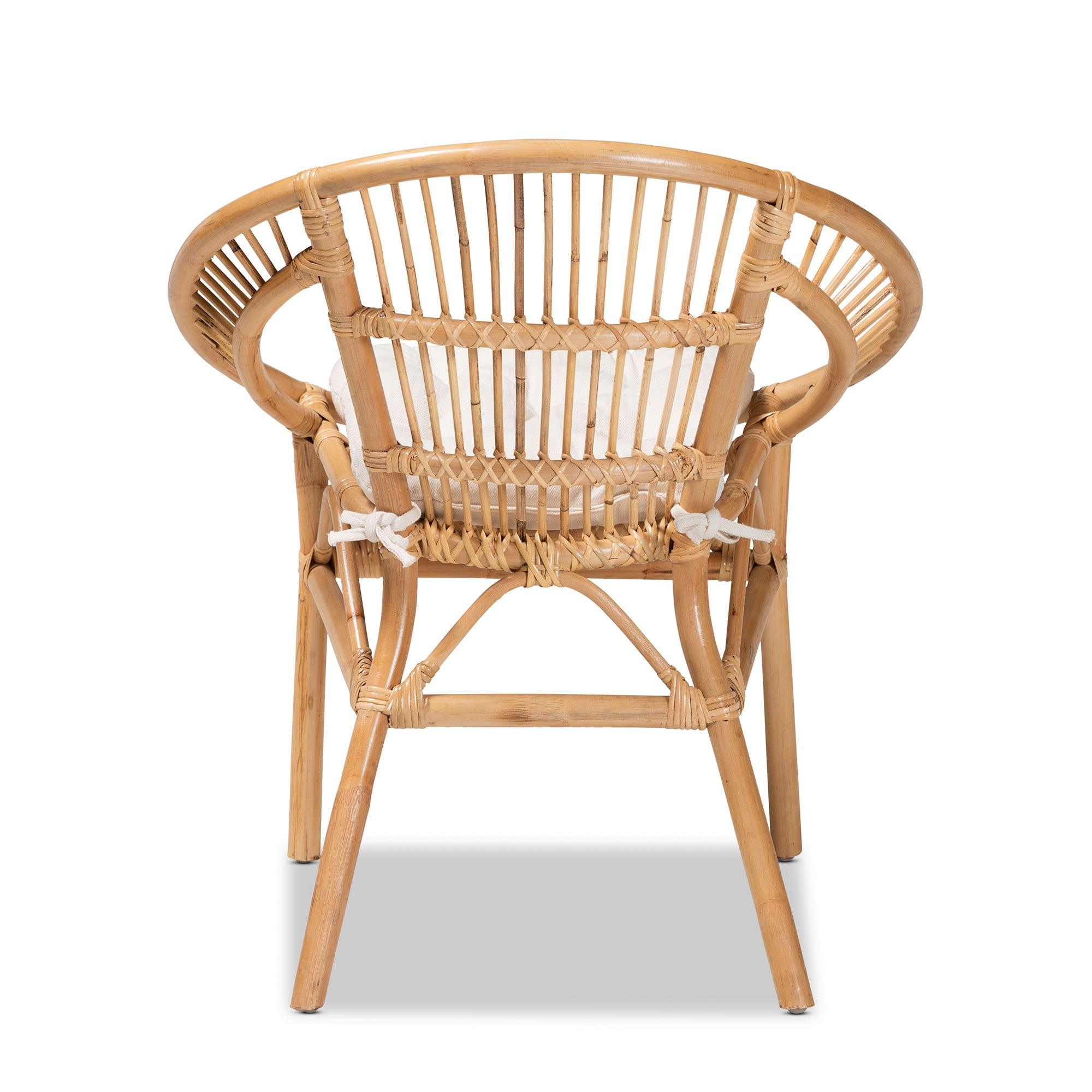 bali & pari Adrina Modern Bohemian Rattan Dining Chair