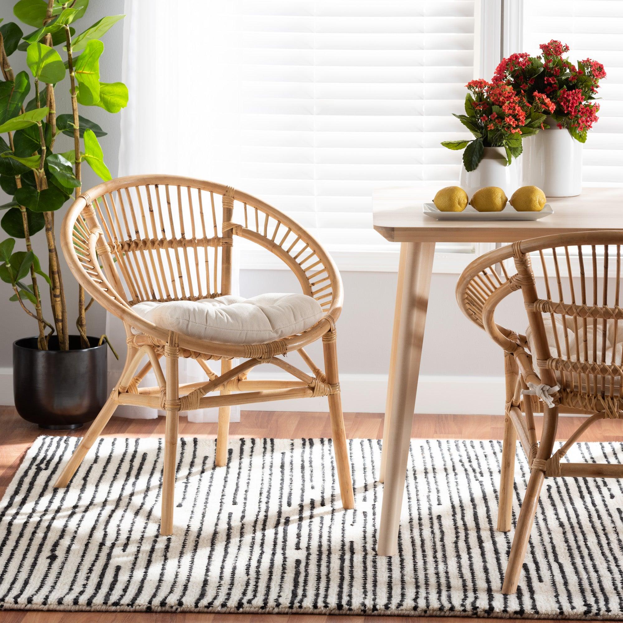 bali & pari Adrina Modern Bohemian Rattan Dining Chair