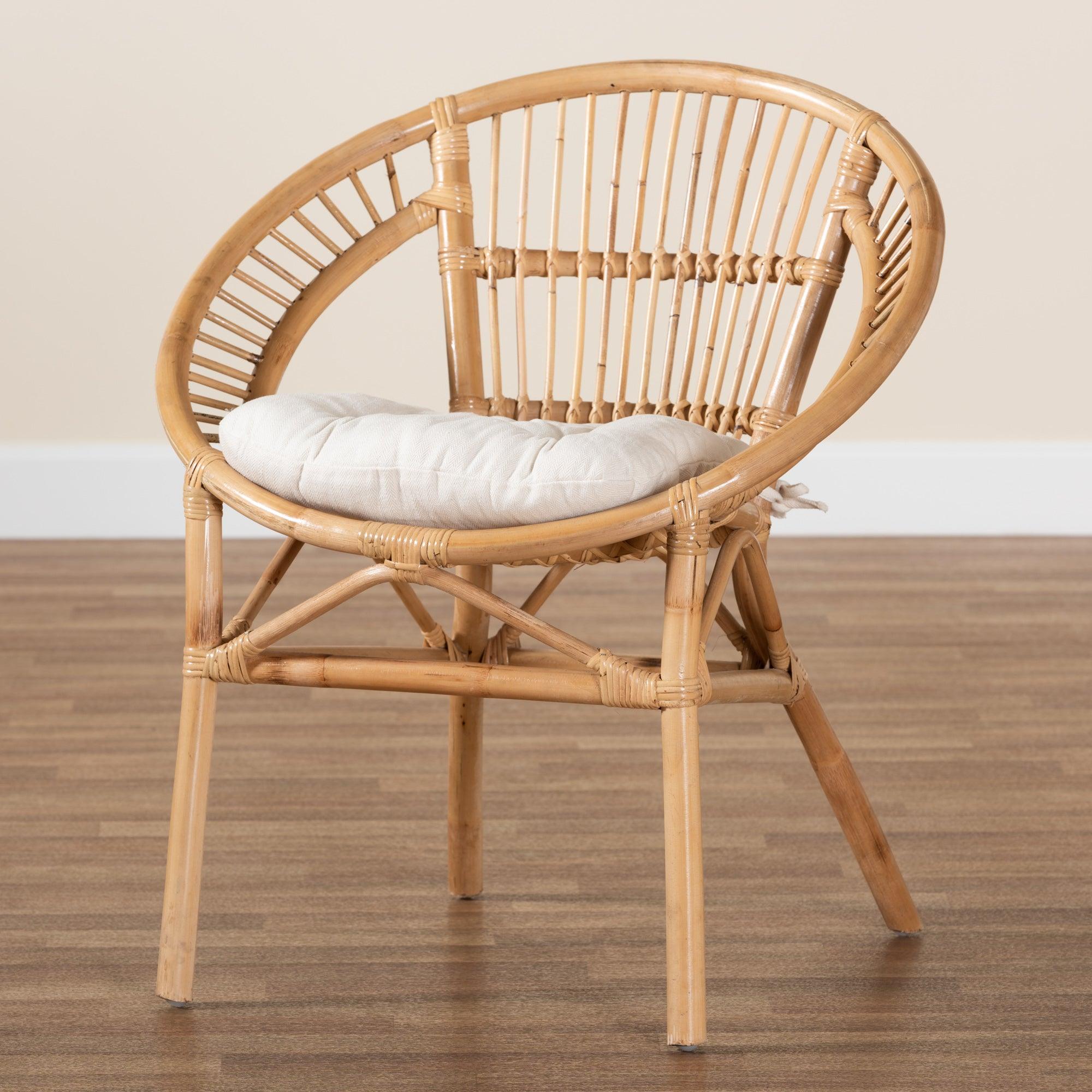 bali & pari Adrina Modern Bohemian Rattan Dining Chair