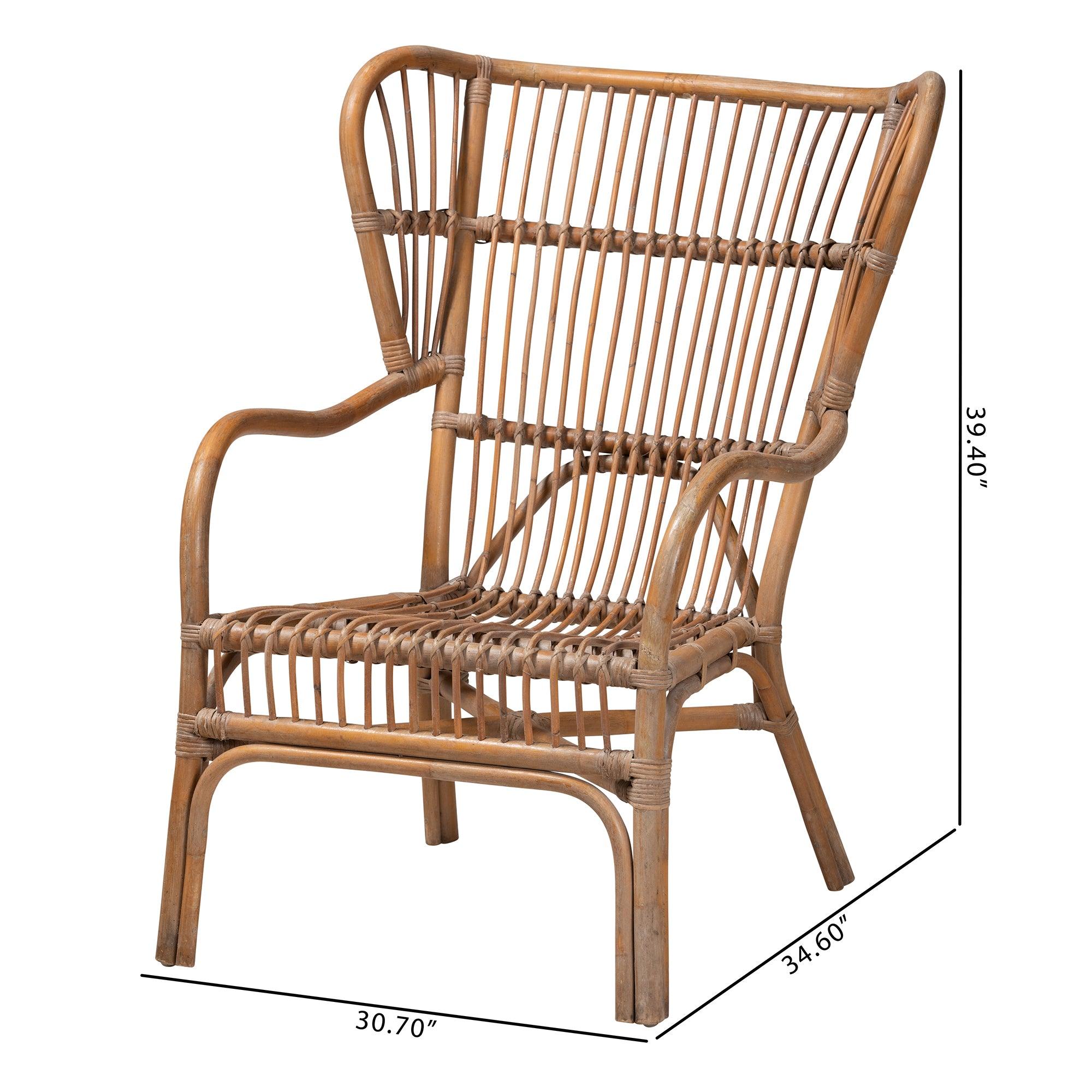 bali & pari Lamaria Modern Bohmenian Antique Rattan Armchair